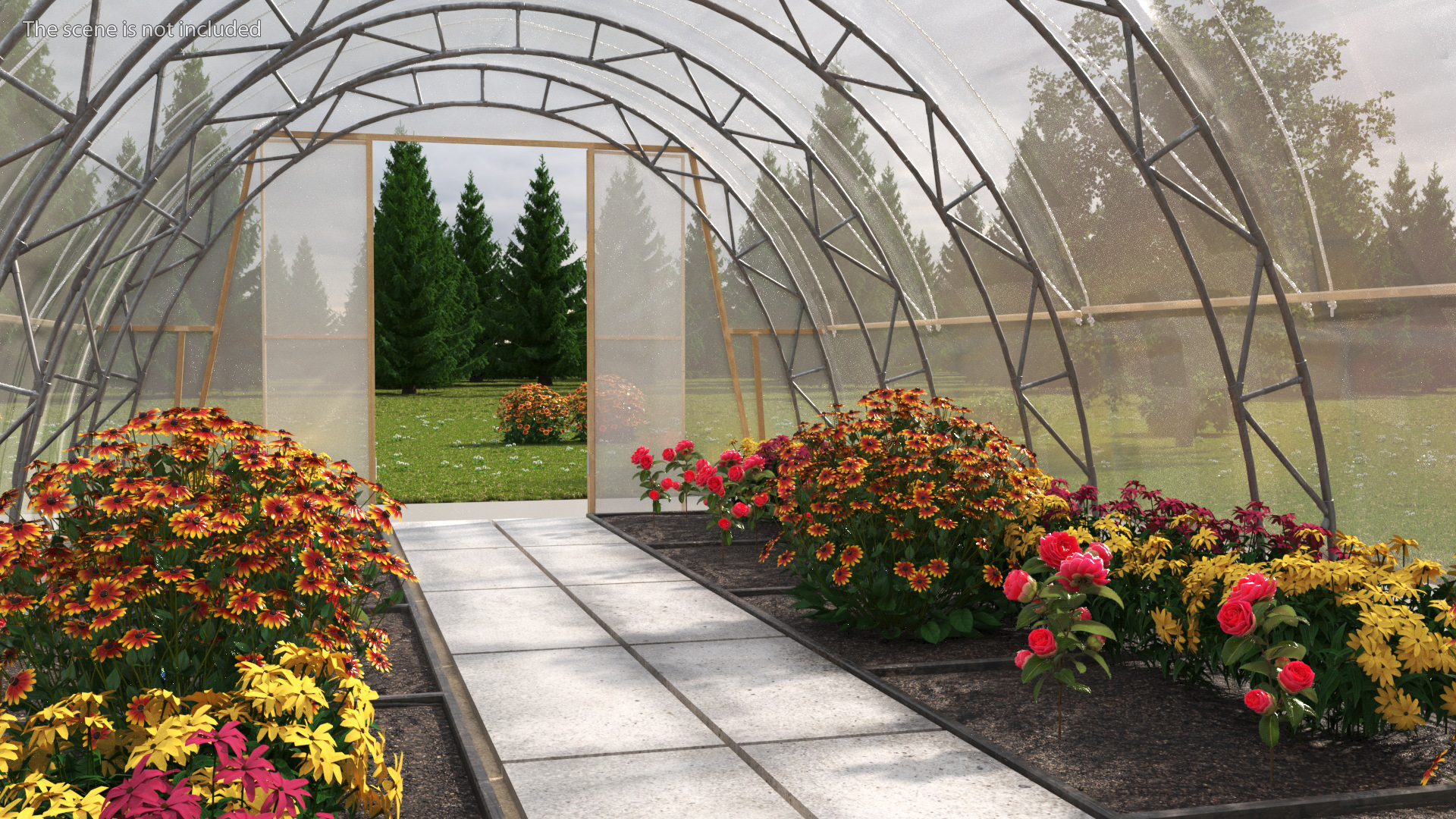 Greenhouse Winter Garden with Flowers 3D