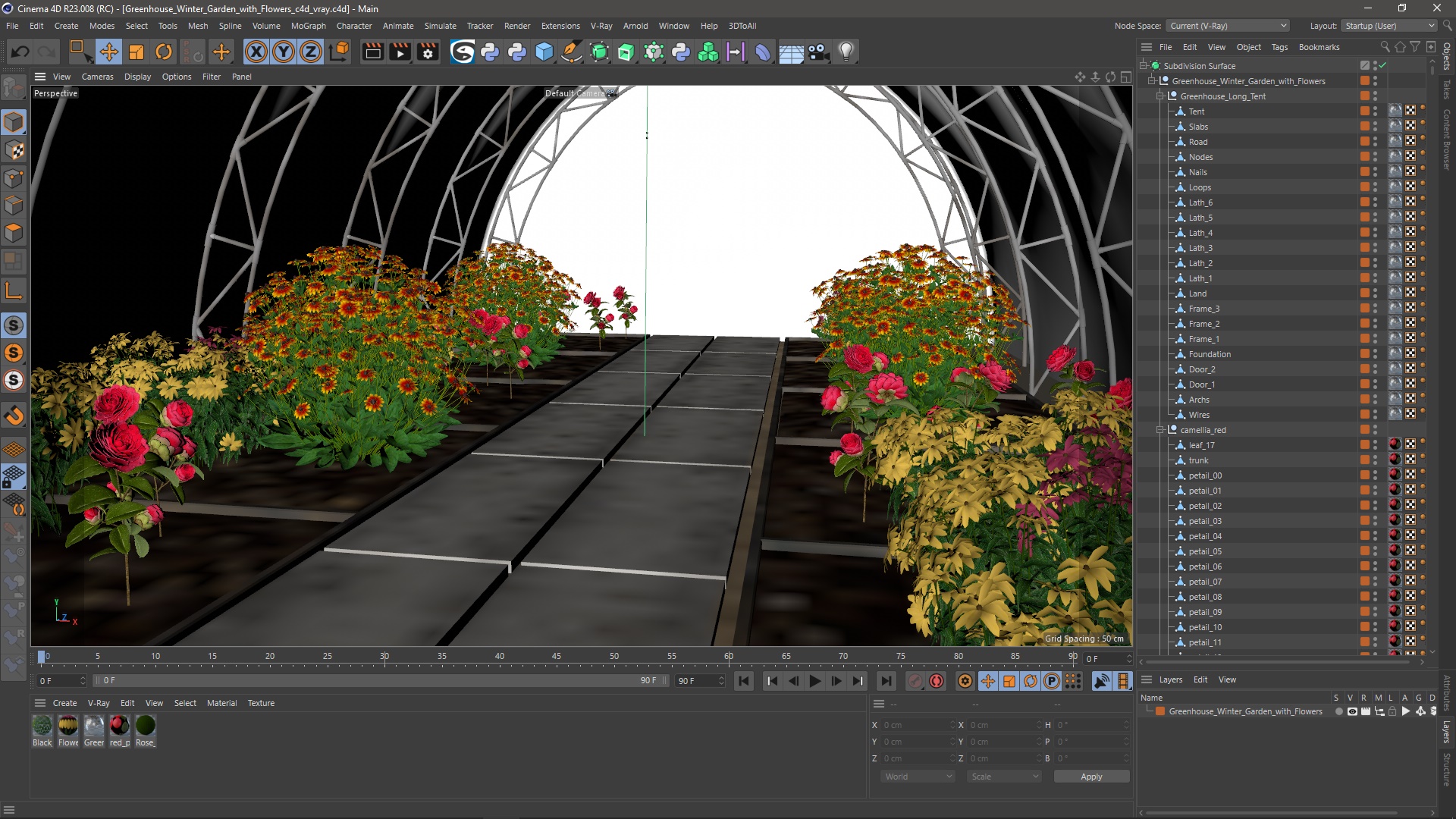 Greenhouse Winter Garden with Flowers 3D