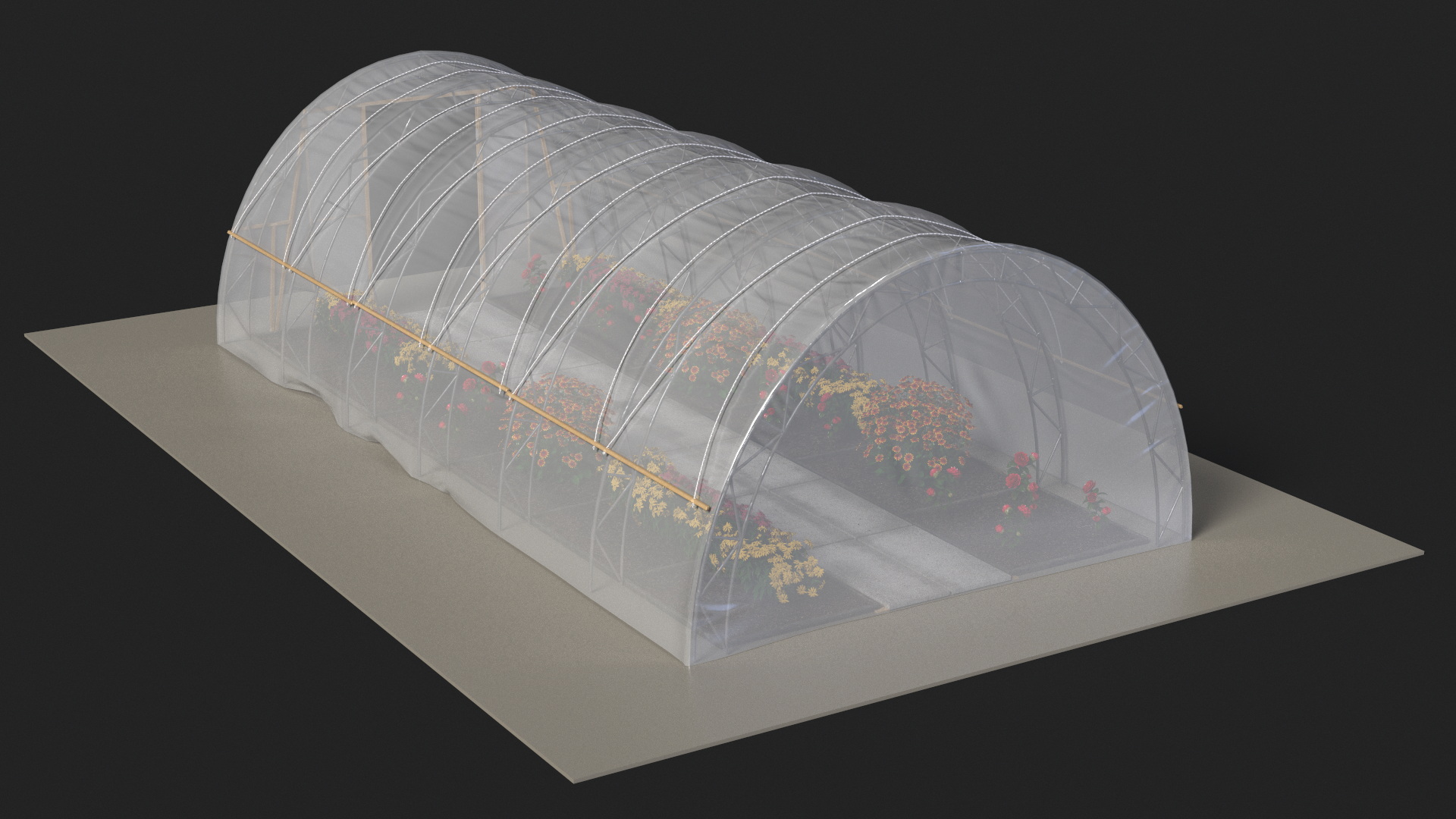 Greenhouse Winter Garden with Flowers 3D