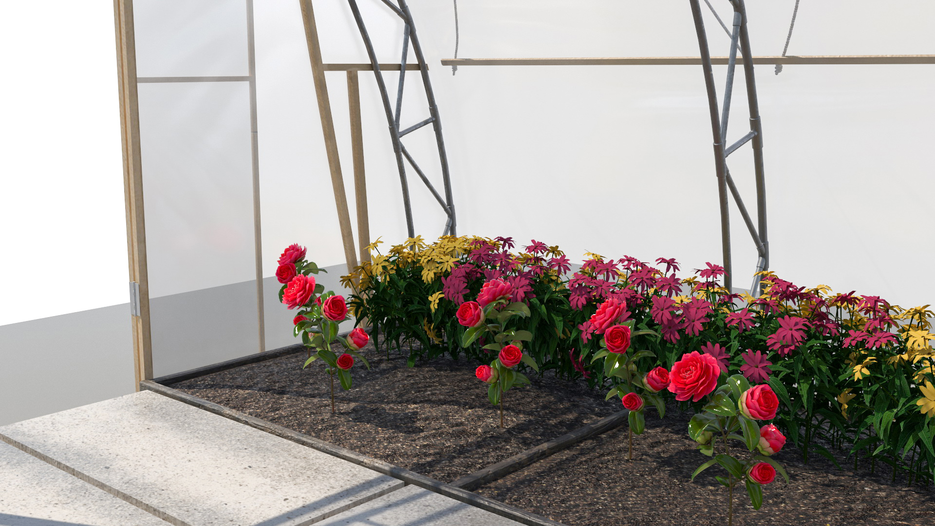 Greenhouse Winter Garden with Flowers 3D