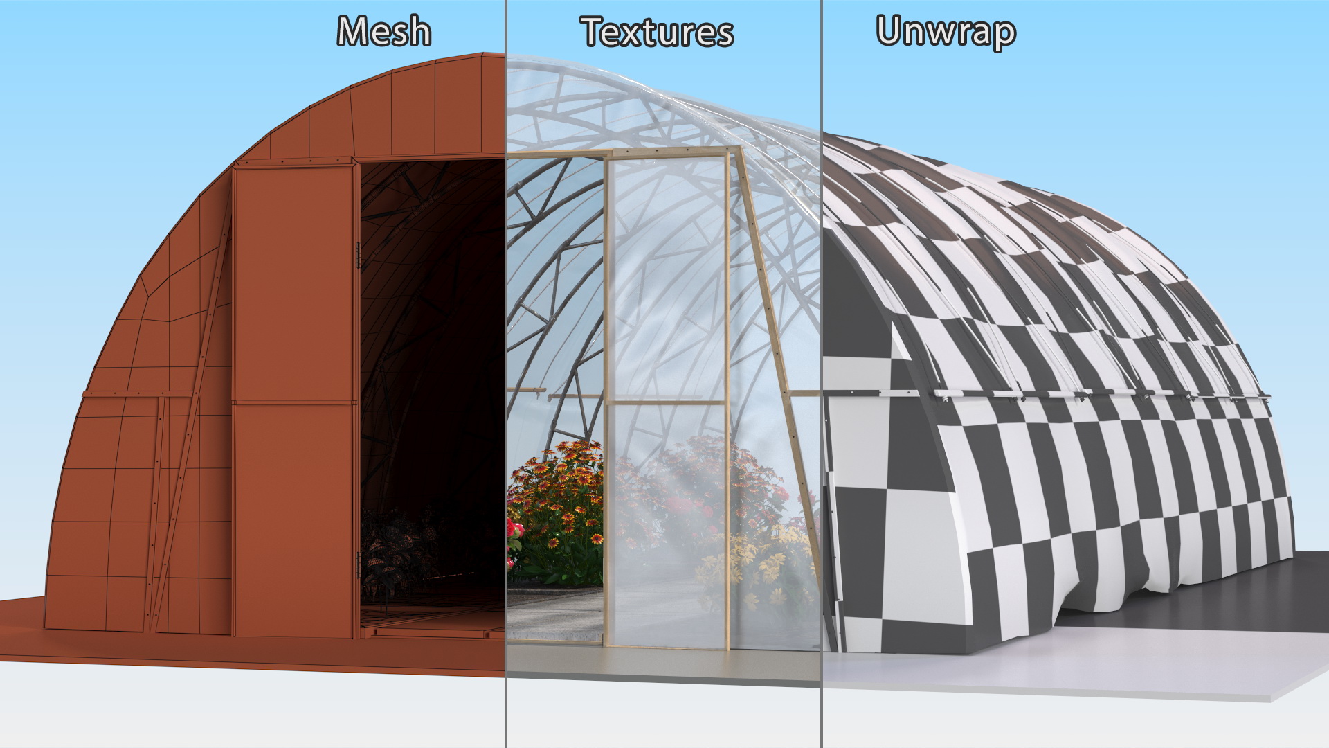 Greenhouse Winter Garden with Flowers 3D