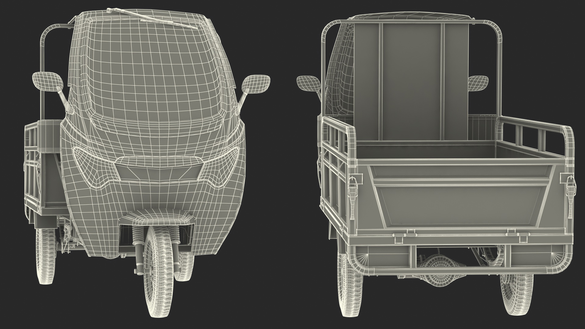 Electric Cargo Tricycle Rickshaw Rigged 3D model