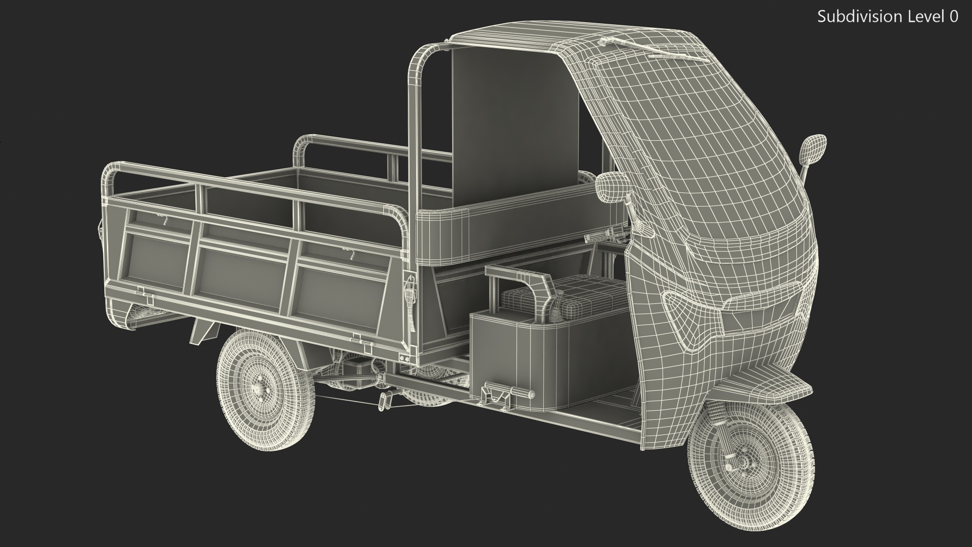 Electric Cargo Tricycle Rickshaw Rigged 3D model