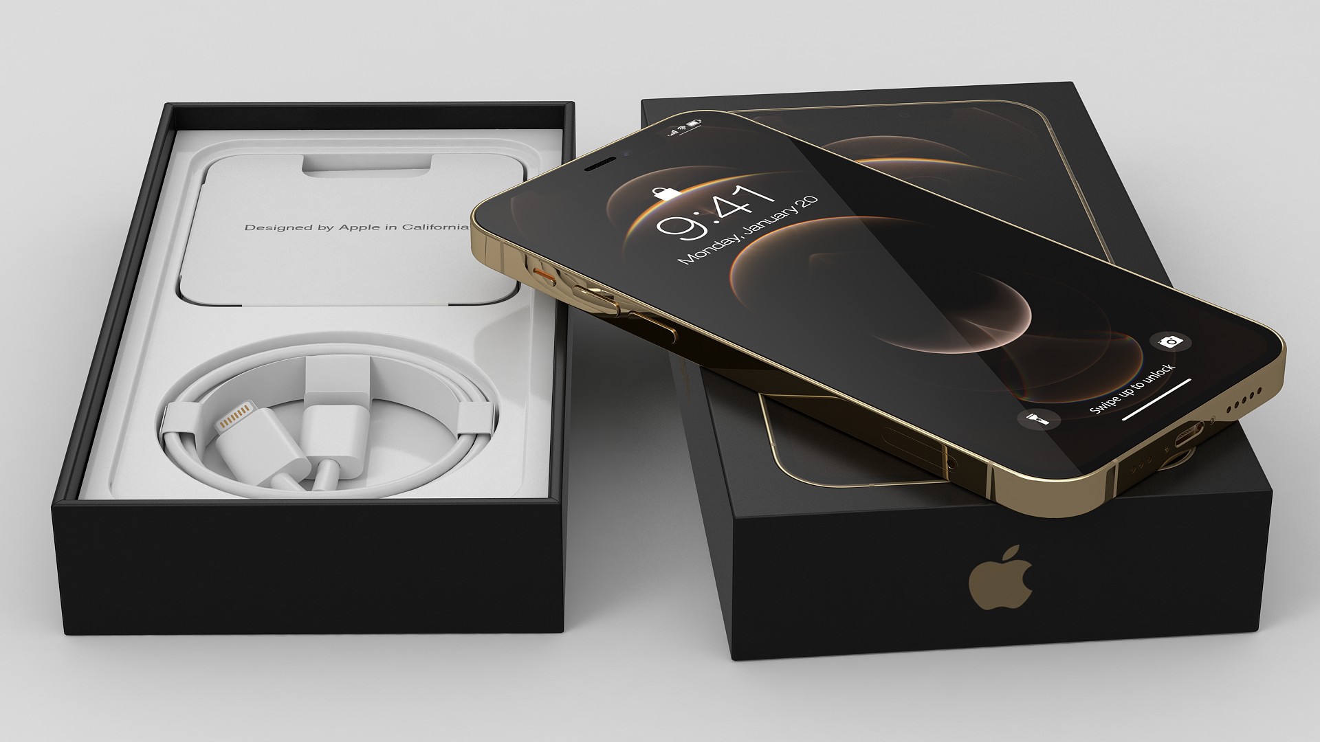 3D iPhone 12 Pro Unboxed Gold