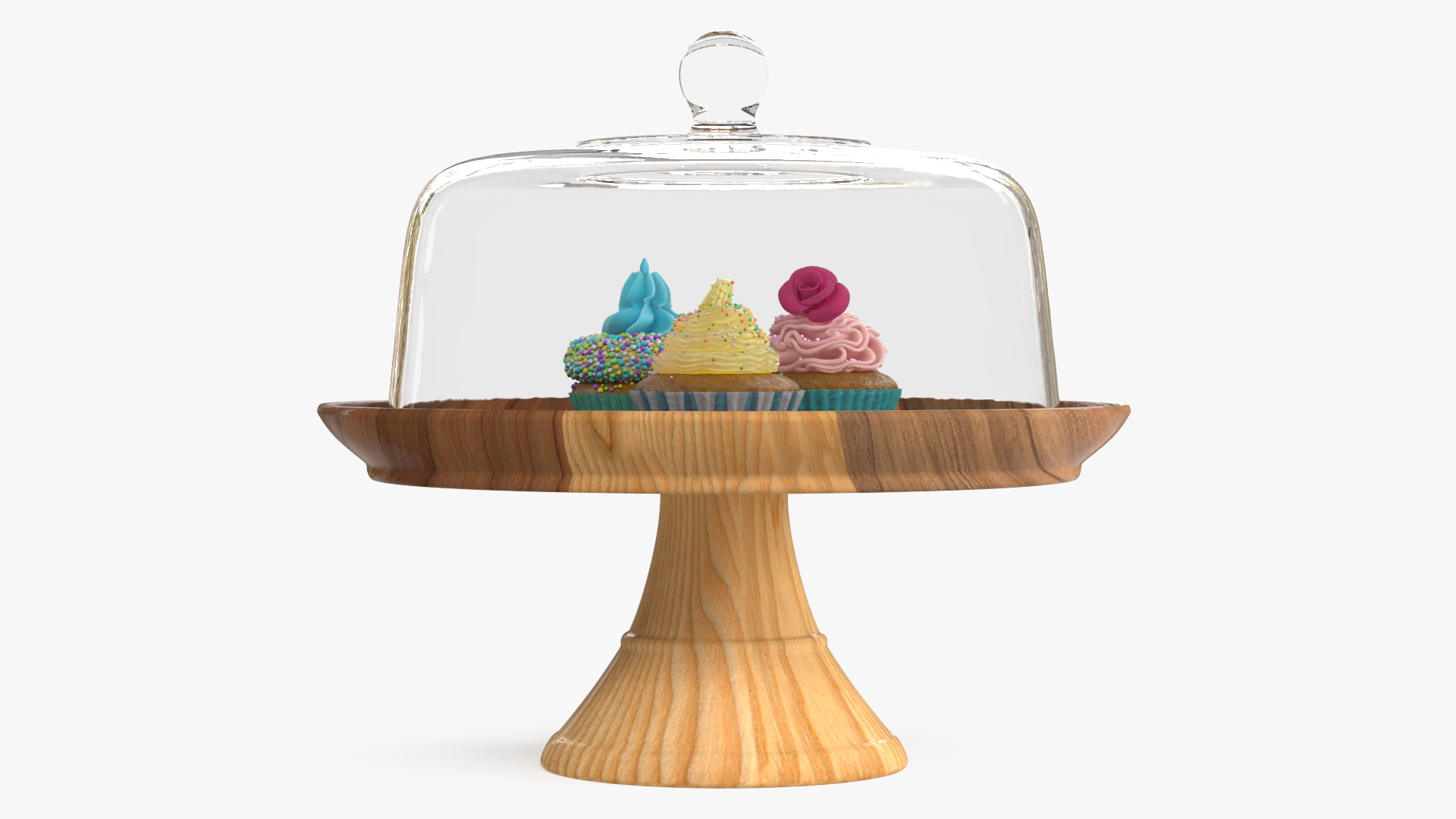 Cupcakes on Wooden Stand 3D model