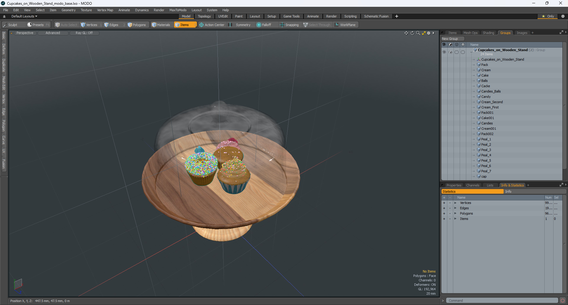 Cupcakes on Wooden Stand 3D model