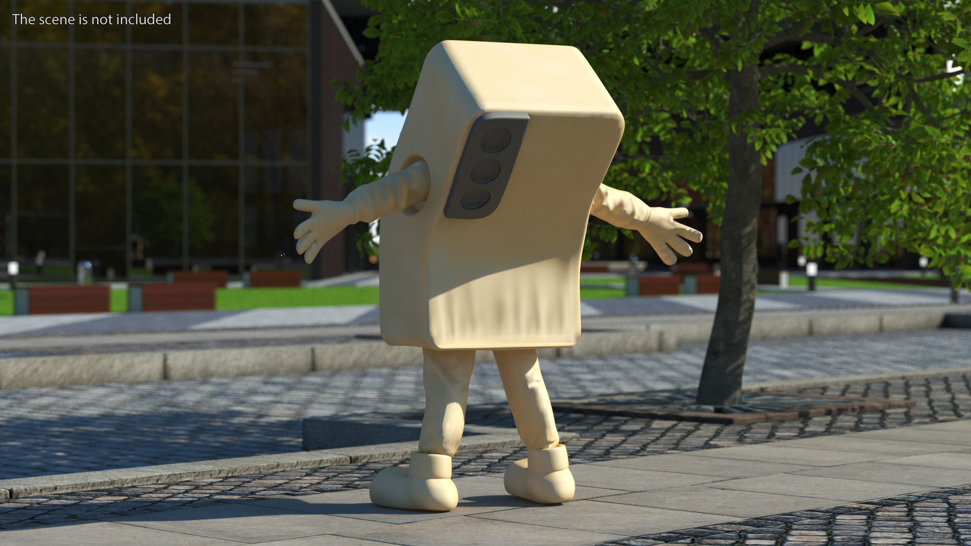 Mobile Phone Mascot Golden Happy Pose 3D