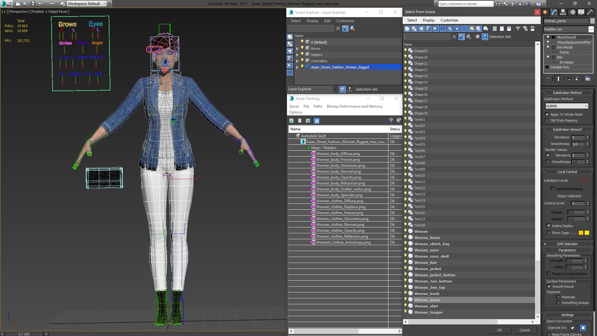 3D Asian Street Fashion Woman Rigged model