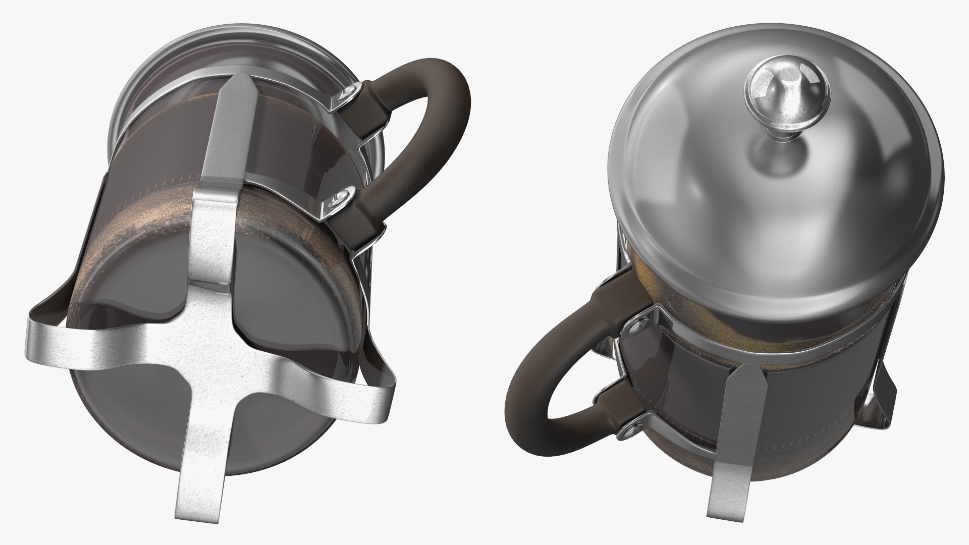 French Press Coffee Pot 2 with Coffee 3D