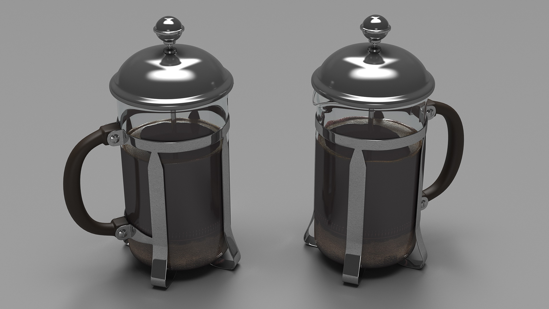 French Press Coffee Pot 2 with Coffee 3D