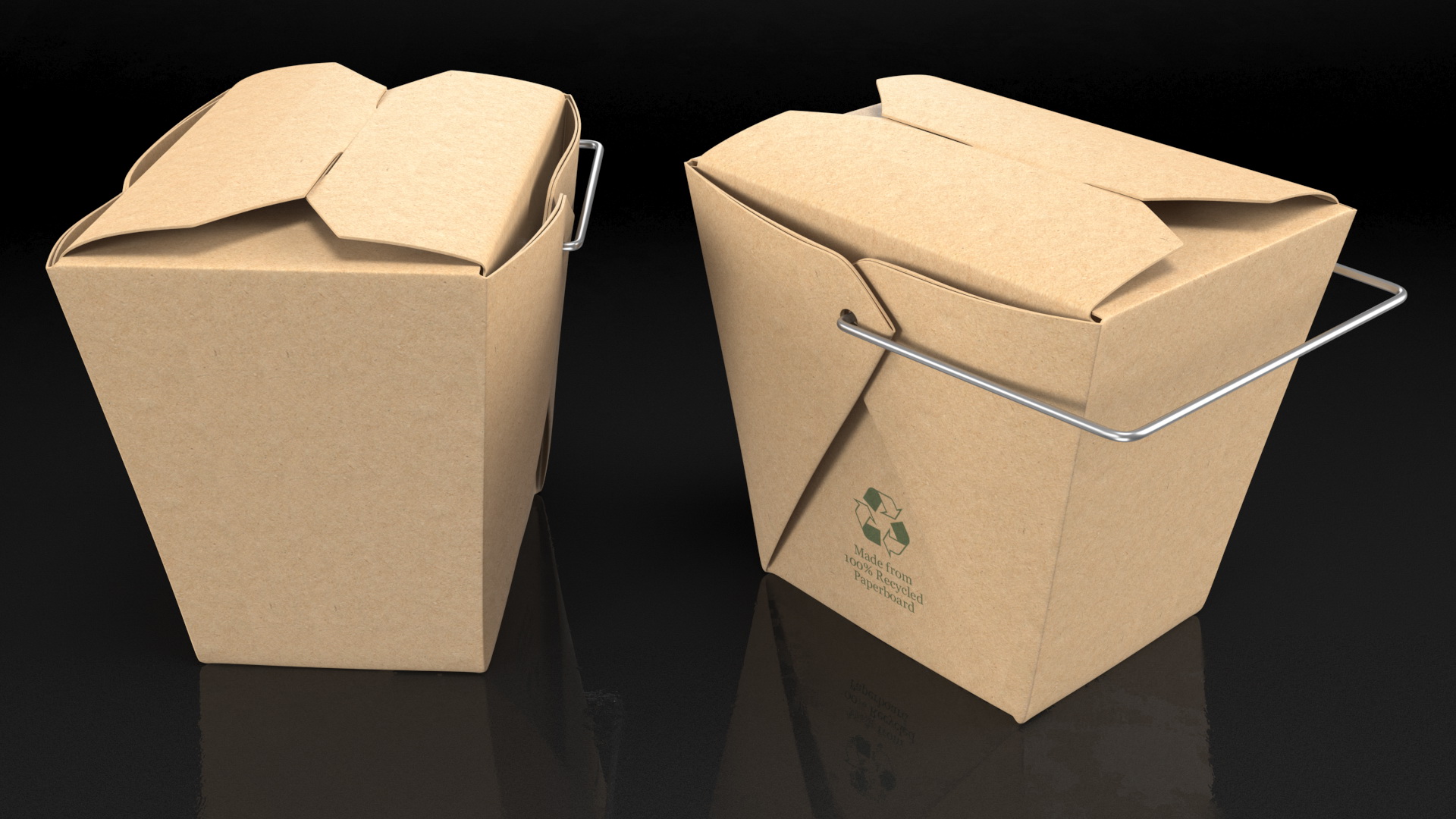 Kraft Paper Take Away Food Container 16 Oz 3D