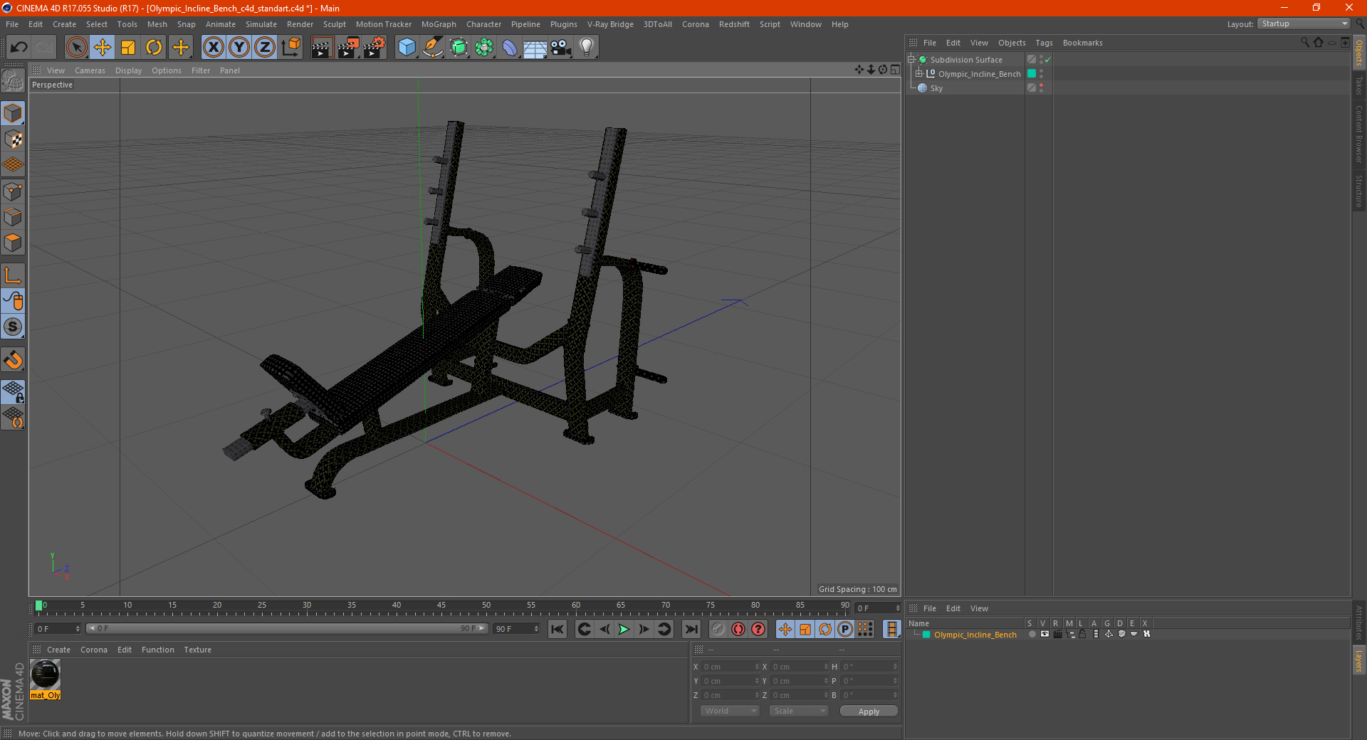 3D Olympic Incline Bench