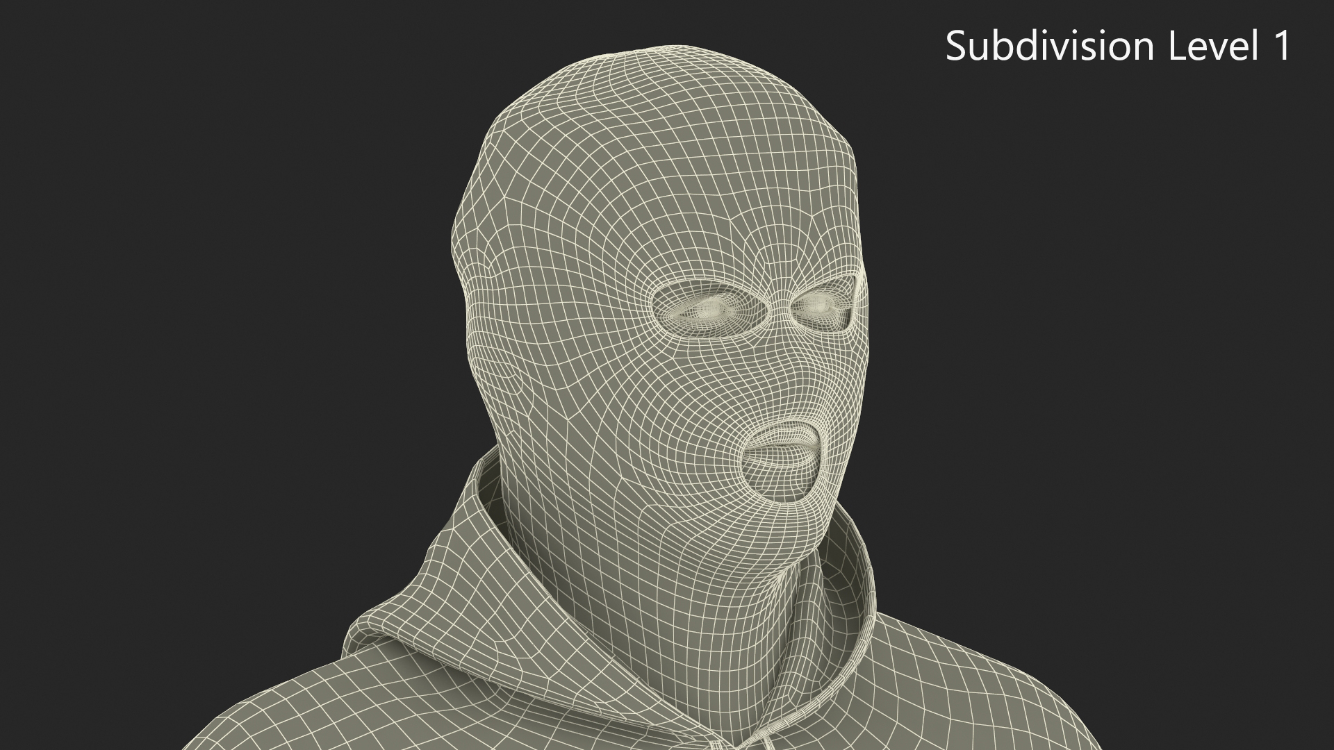 3D Male Thief Character with Crowbar in Mask