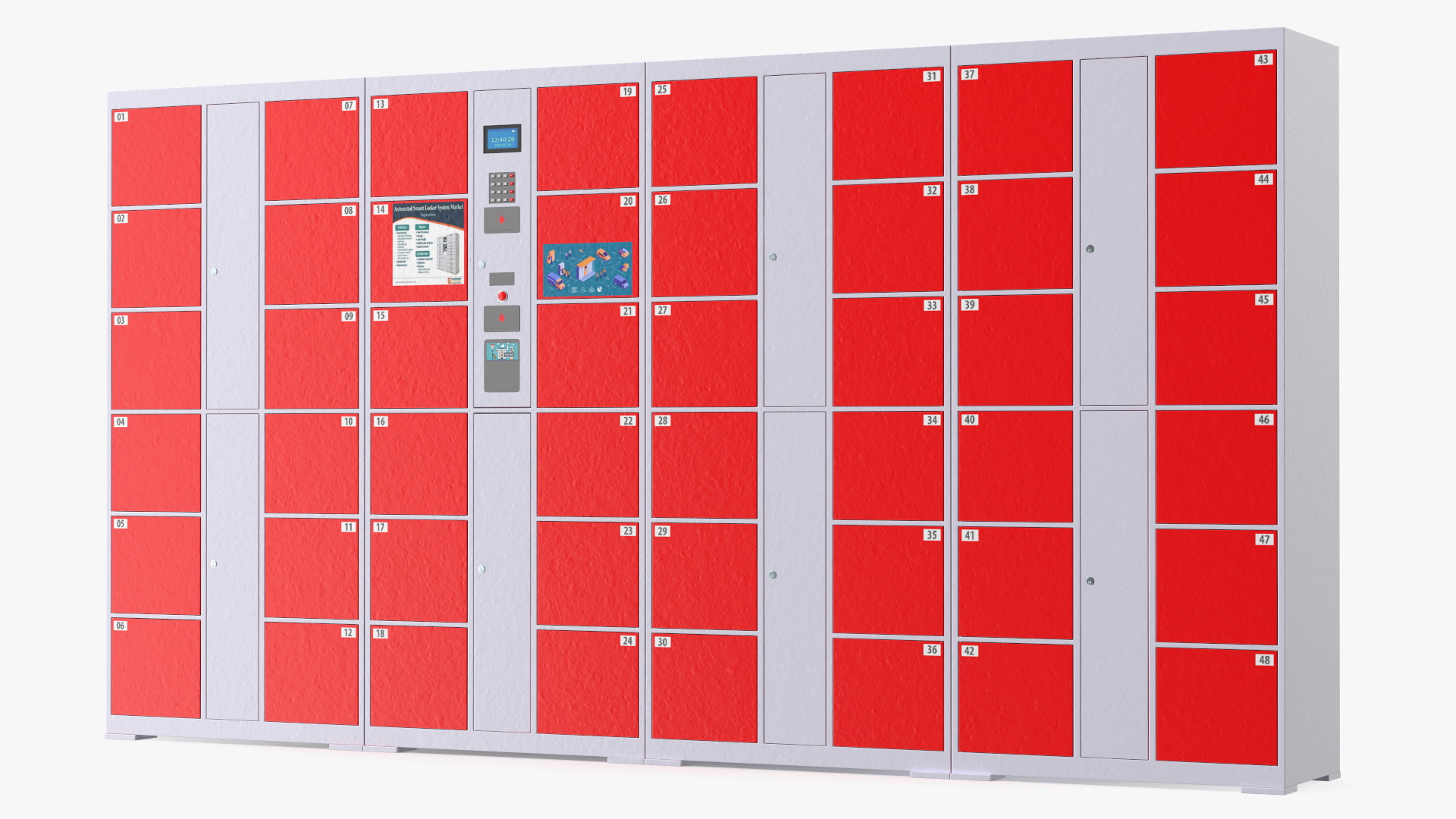 3D Supermarket Smart Locker Red model