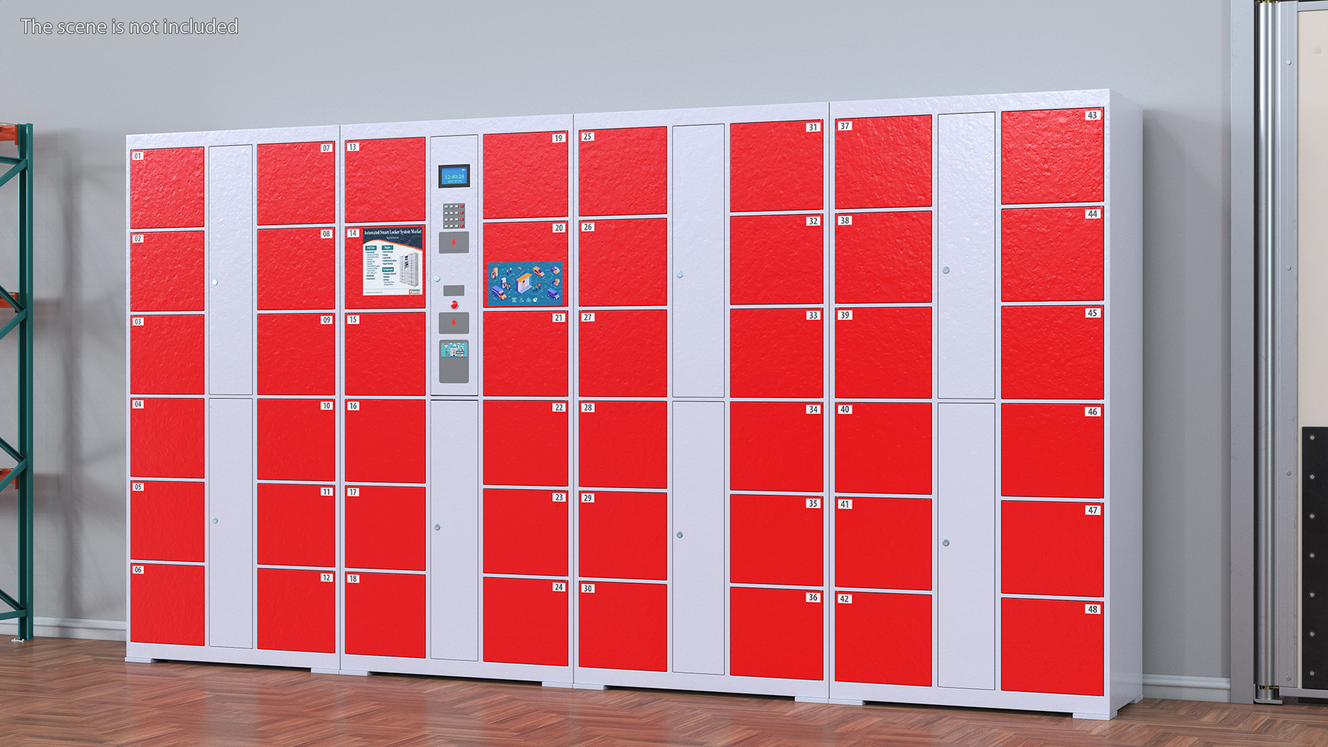 3D Supermarket Smart Locker Red model