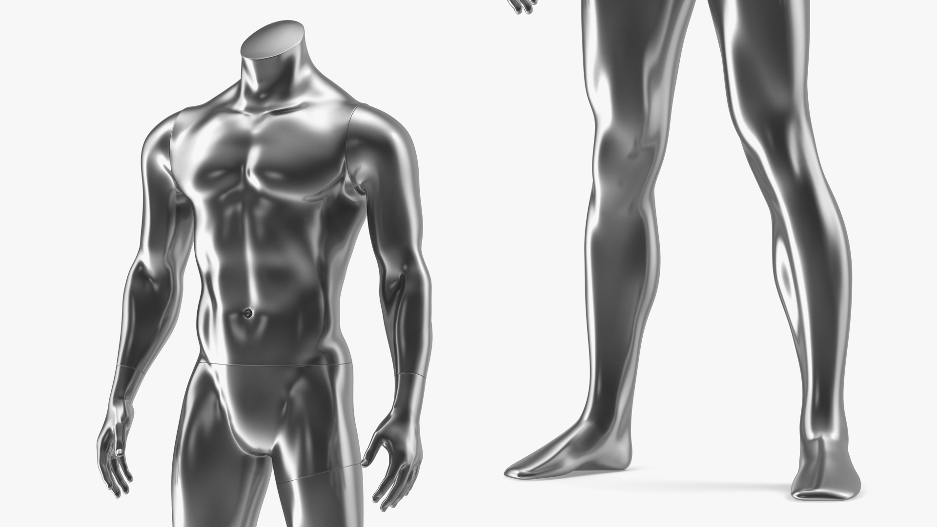 3D Sports Mannequin Male Silver model