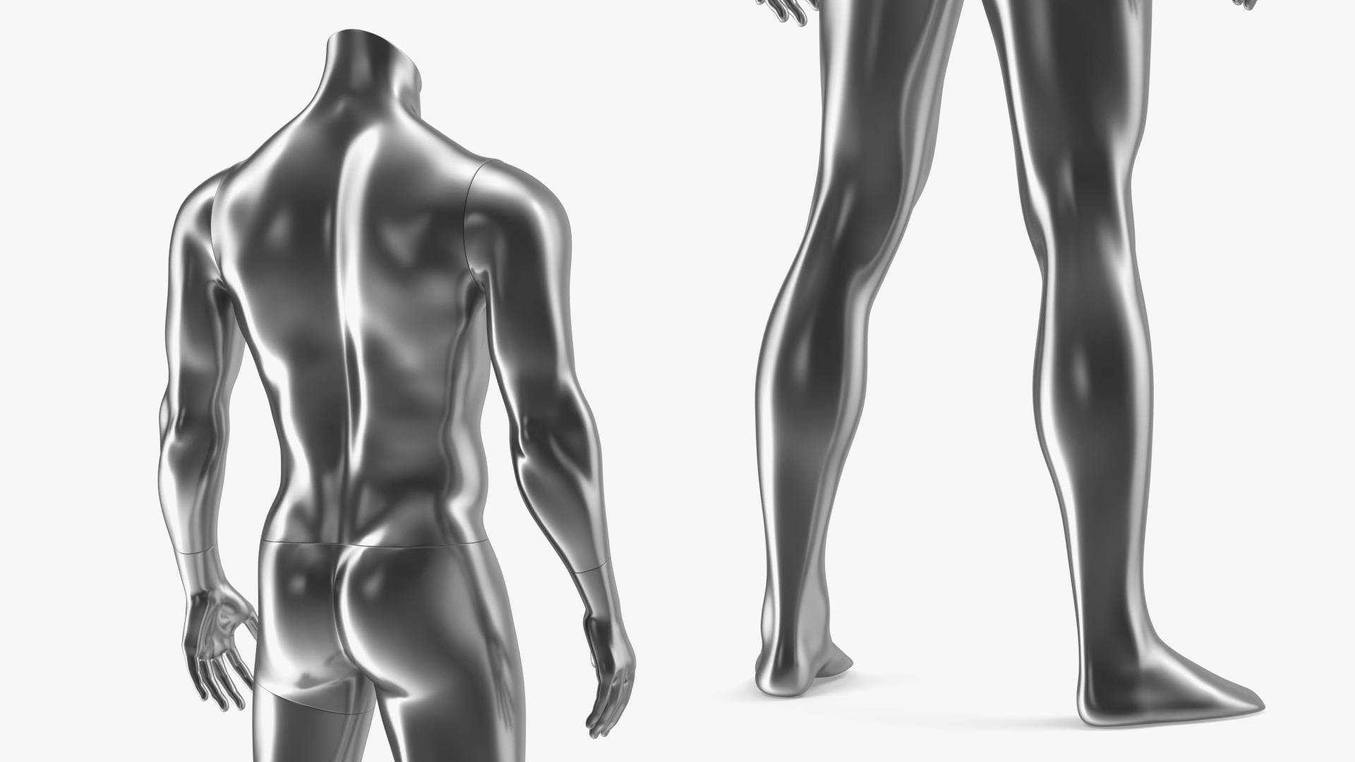 3D Sports Mannequin Male Silver model