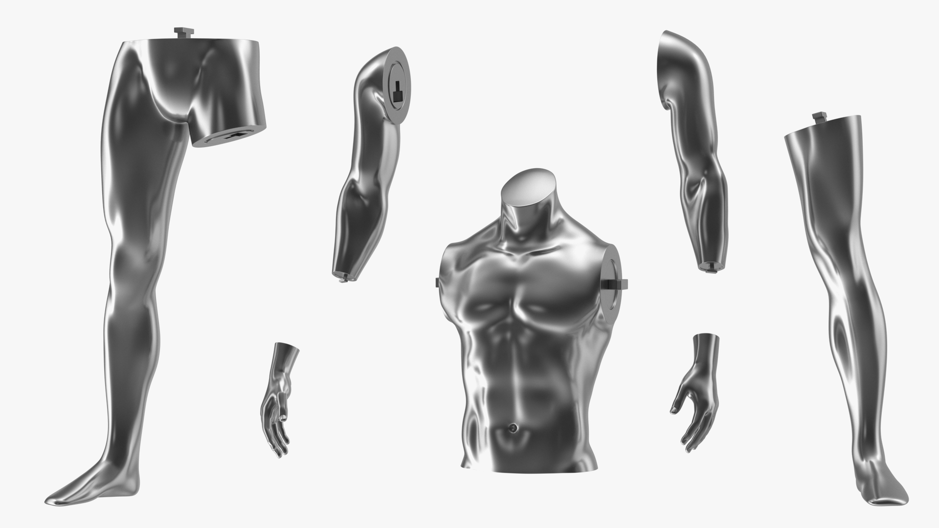 3D Sports Mannequin Male Silver model