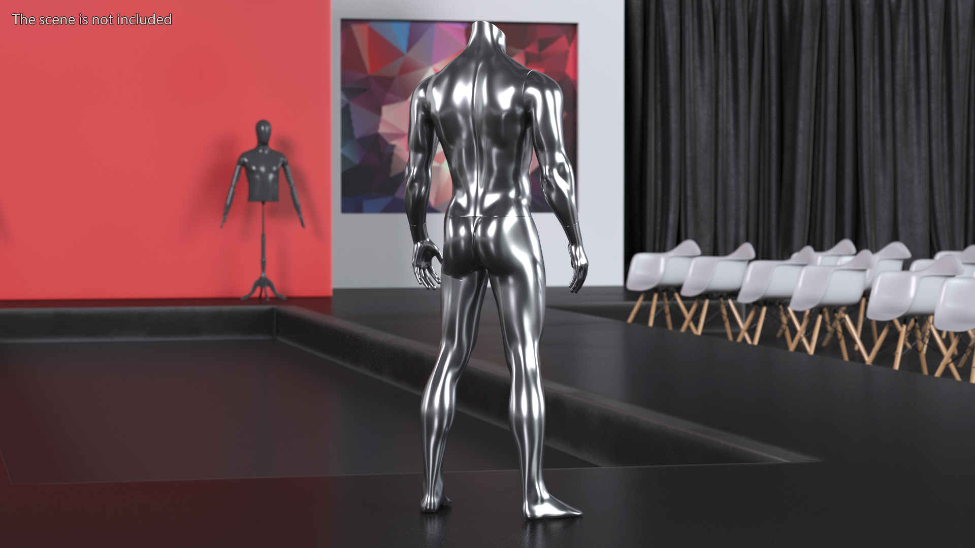 3D Sports Mannequin Male Silver model