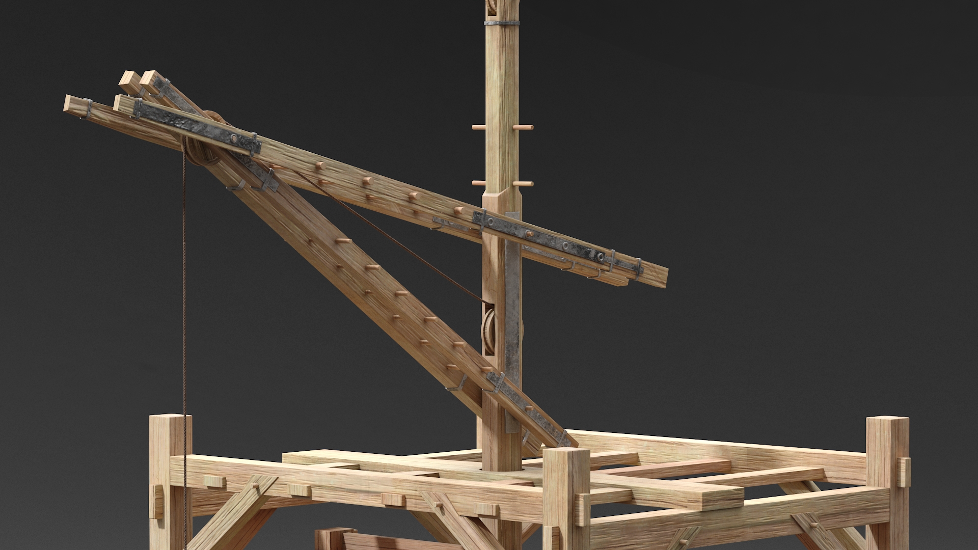 3D model Medieval Mechanical Crane