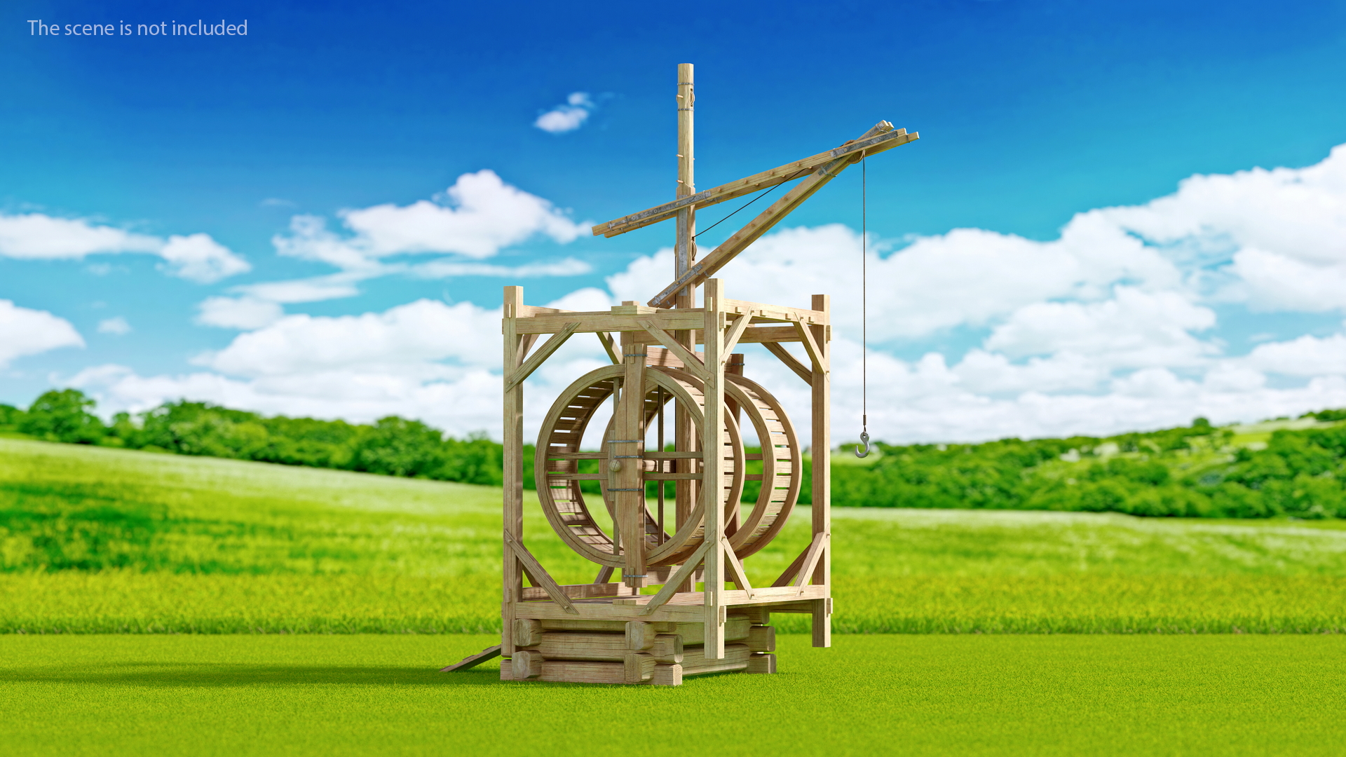 3D model Medieval Mechanical Crane