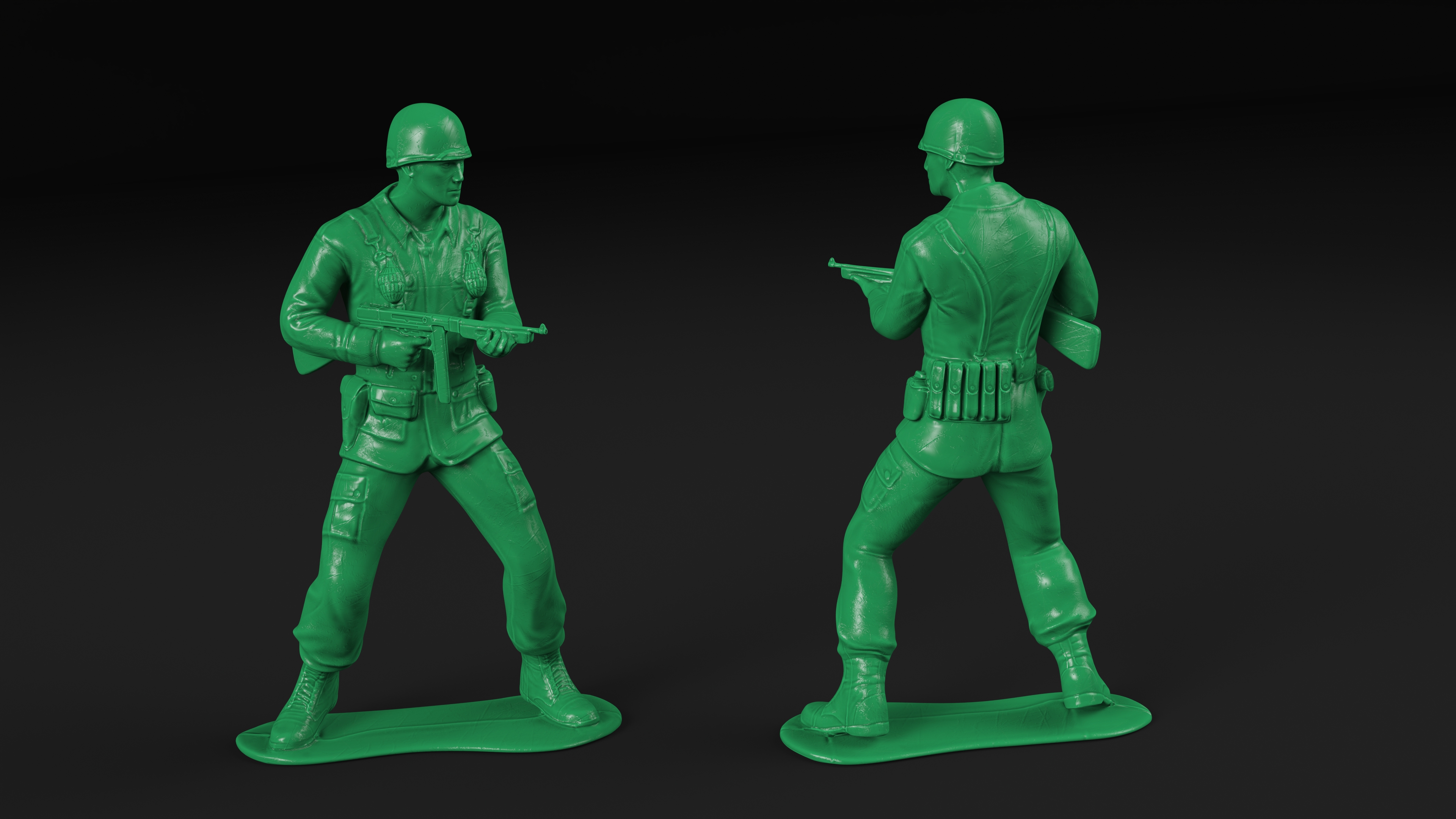 3D Green Toy Soldier with Gun