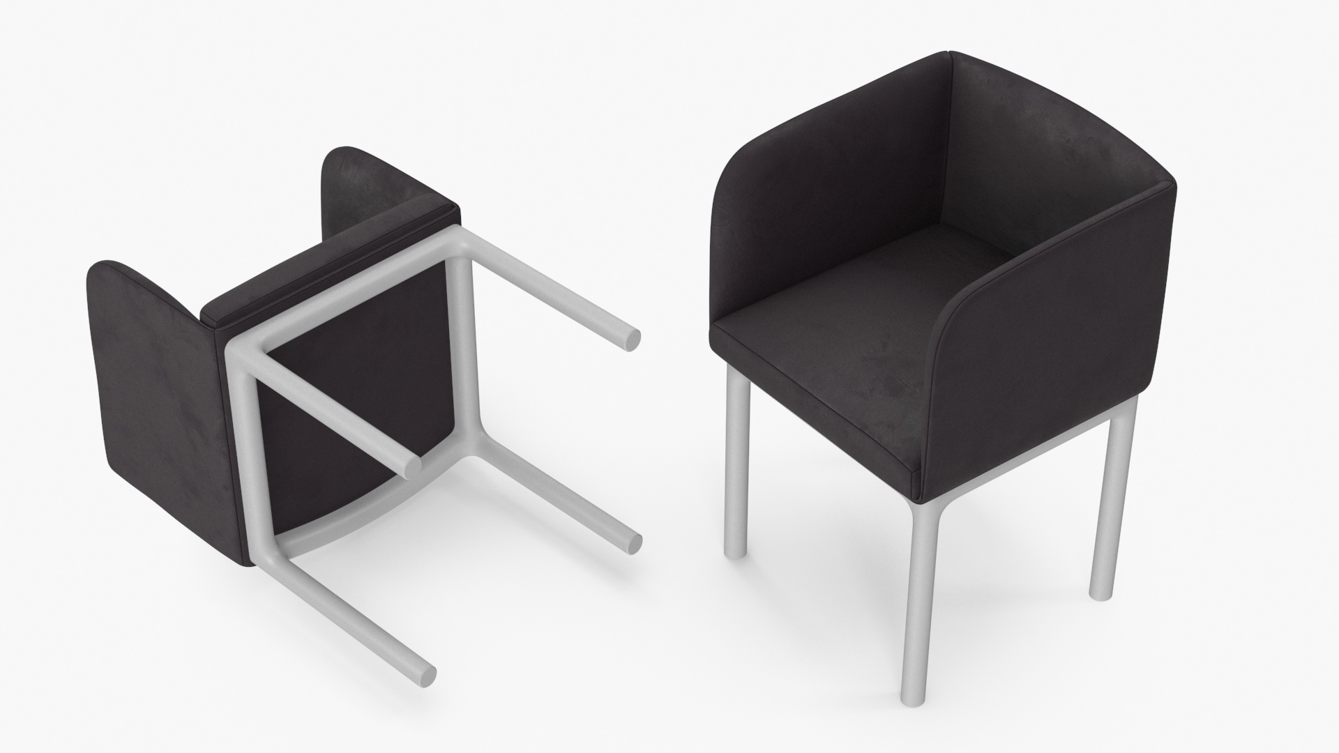 3D Modern Upholstered Chair with Wooden Legs