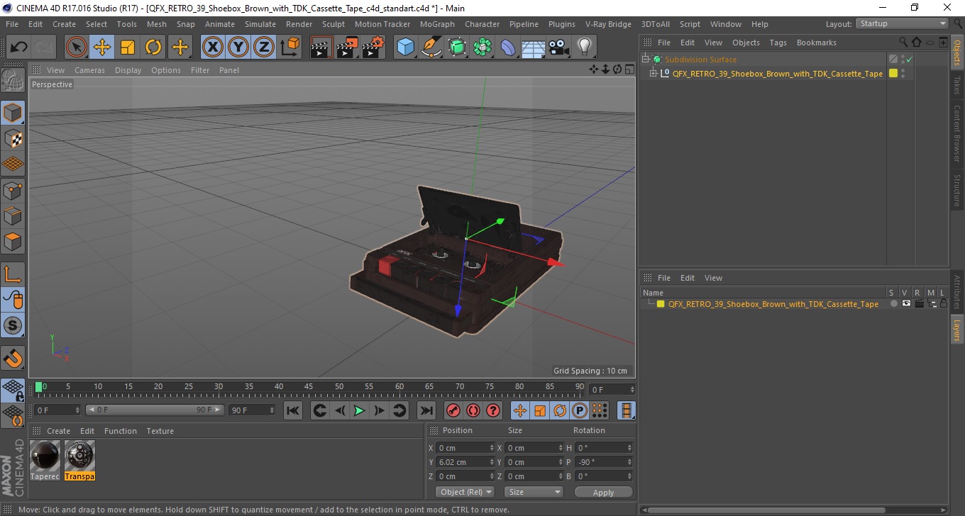 QFX RETRO 39 Shoebox Brown with TDK Cassette Tape 3D model