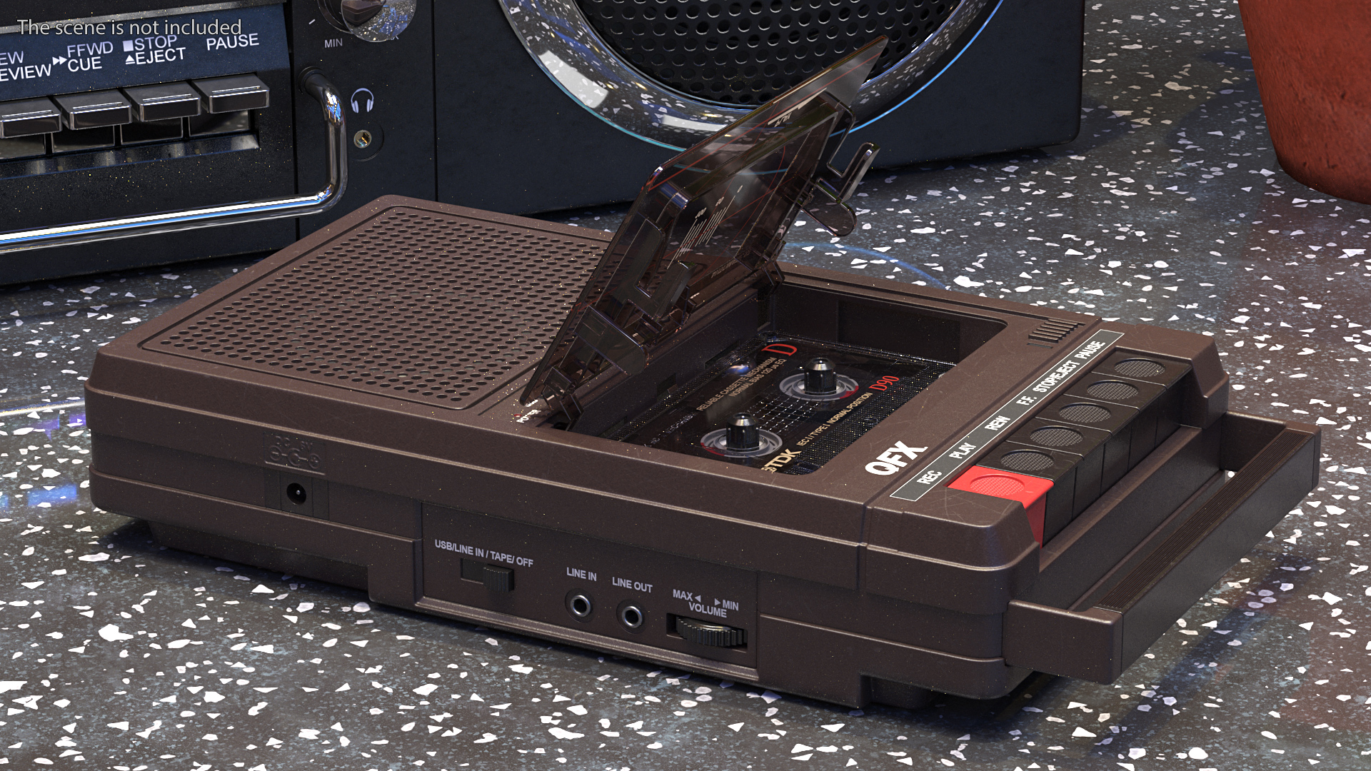 QFX RETRO 39 Shoebox Brown with TDK Cassette Tape 3D model