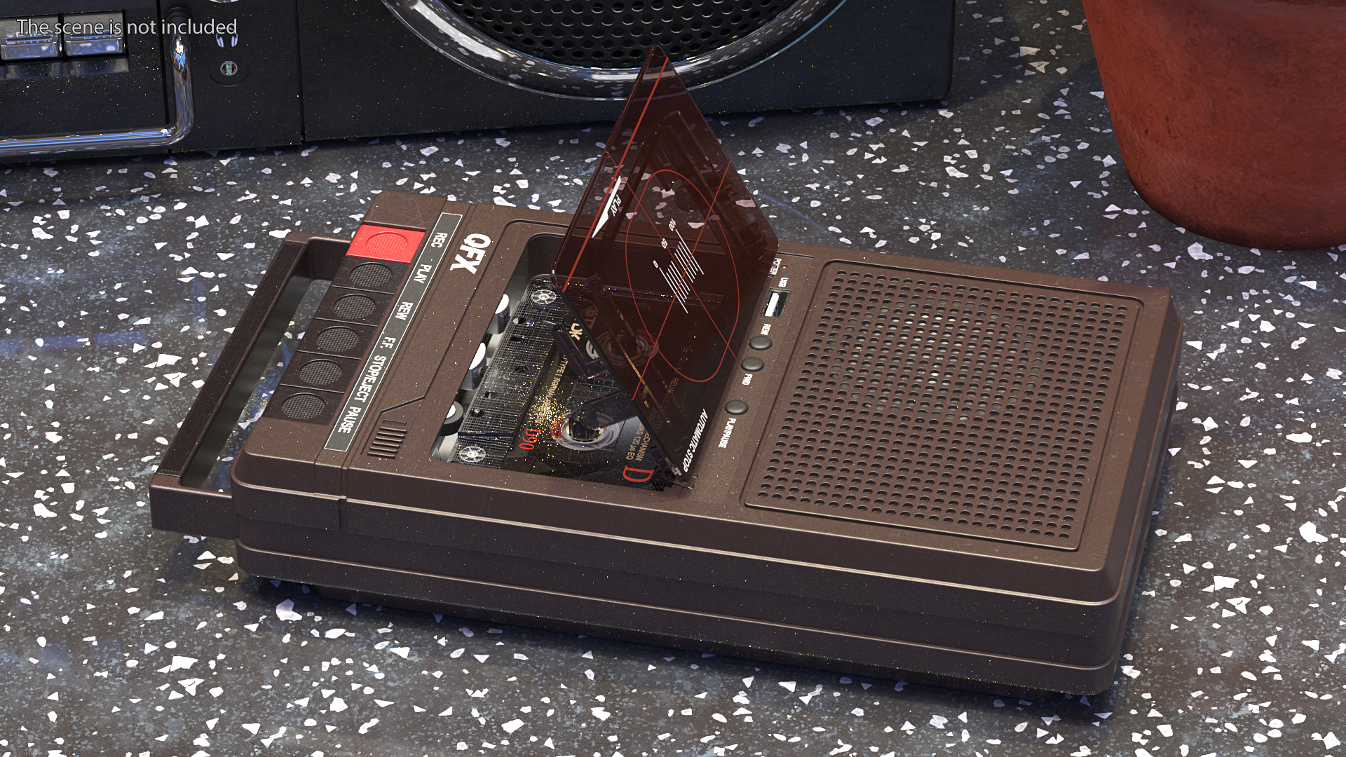 QFX RETRO 39 Shoebox Brown with TDK Cassette Tape 3D model