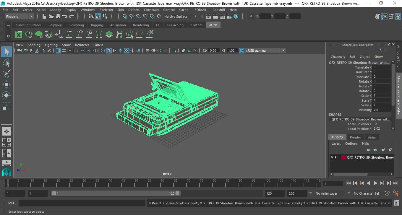 QFX RETRO 39 Shoebox Brown with TDK Cassette Tape 3D model