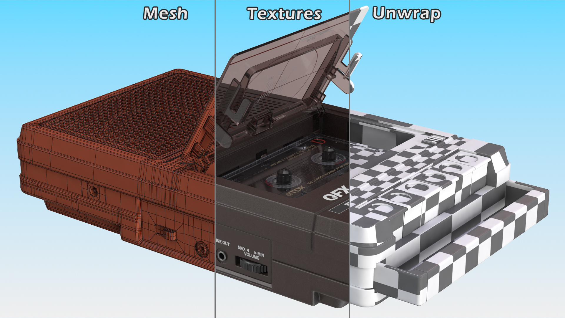 QFX RETRO 39 Shoebox Brown with TDK Cassette Tape 3D model