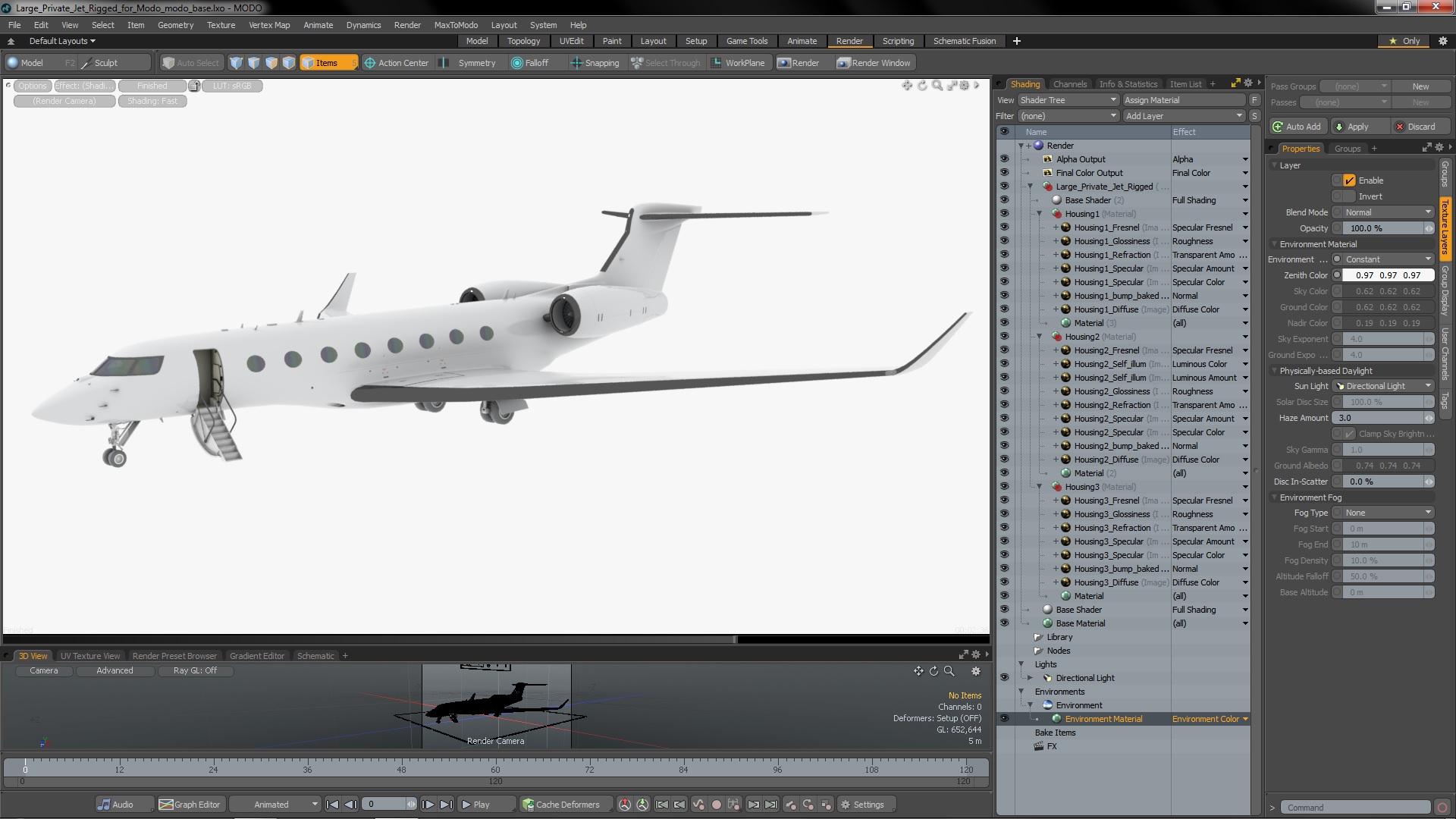 3D Large Private Jet Rigged for Modo model