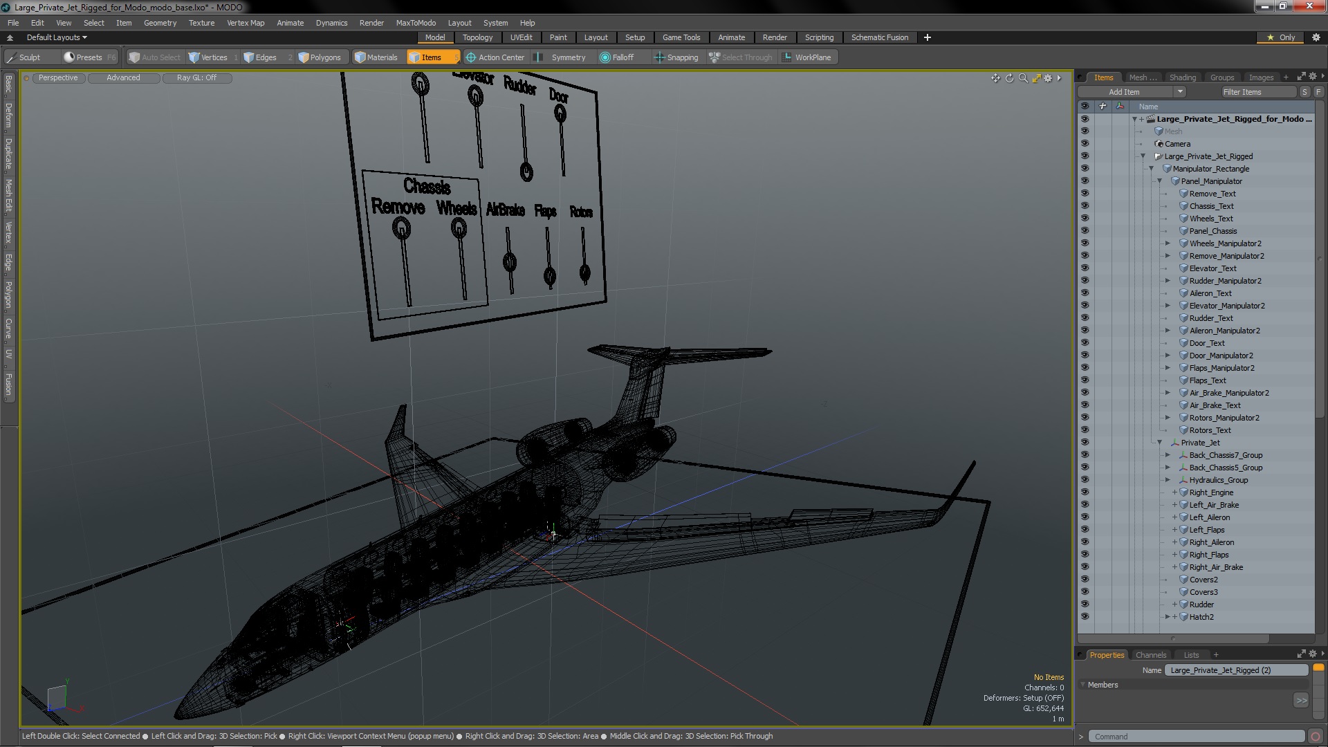 3D Large Private Jet Rigged for Modo model