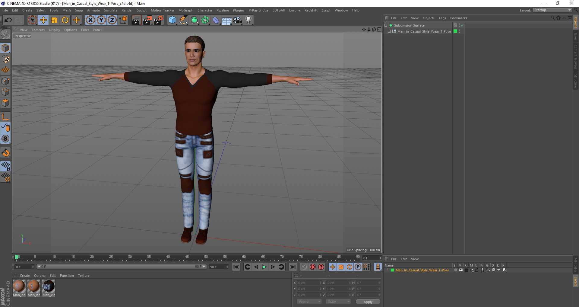 3D Man in Casual Style Wear T-Pose