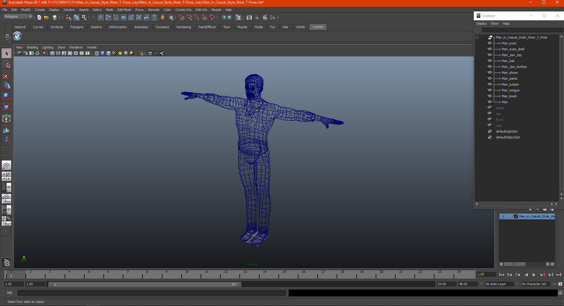 3D Man in Casual Style Wear T-Pose