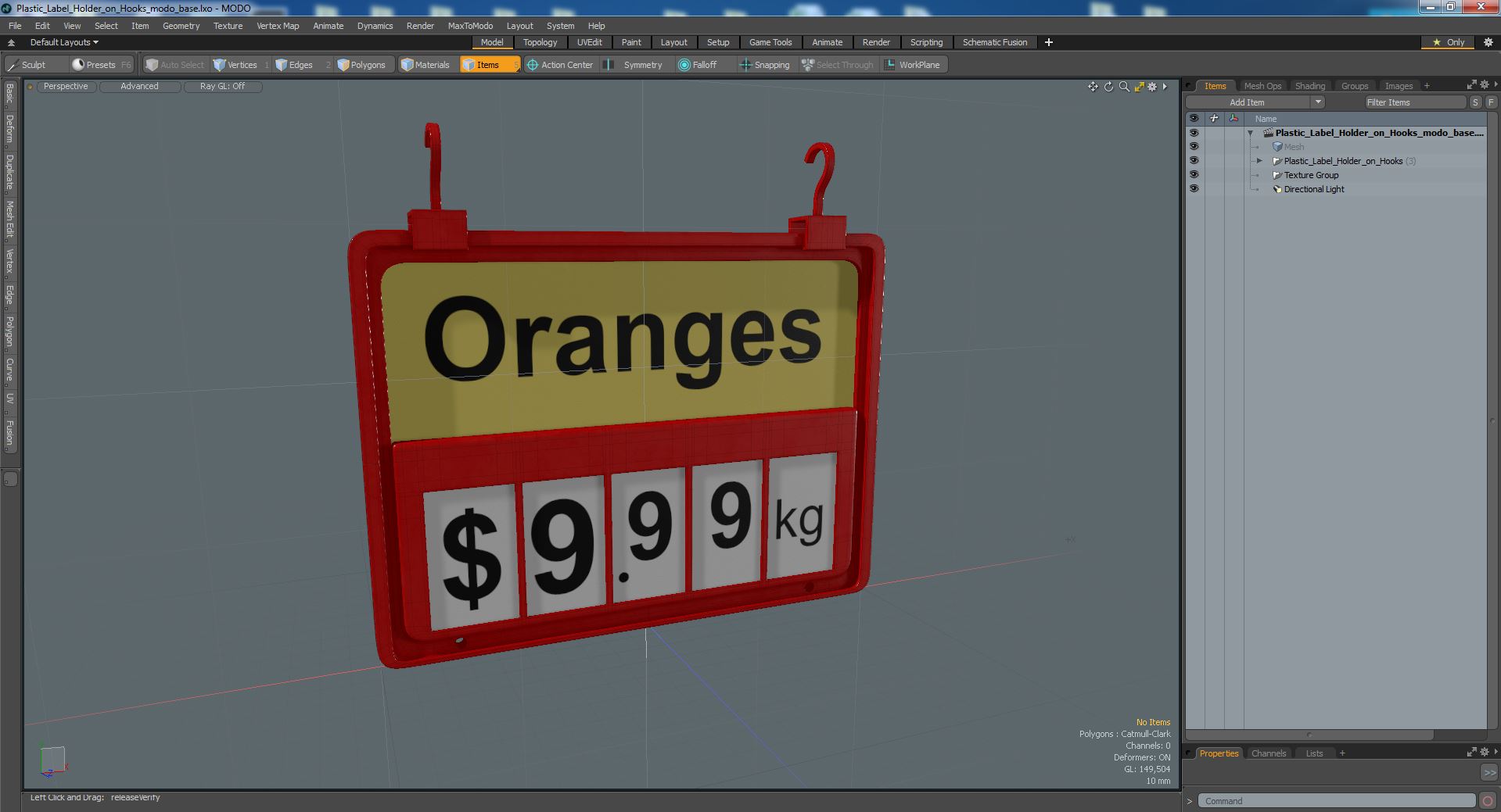 Plastic Label Holder on Hooks 3D model