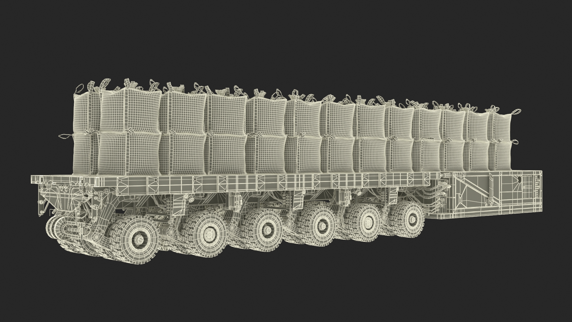 3D Bulk Bags on Mammoet Load Transport Trailer model