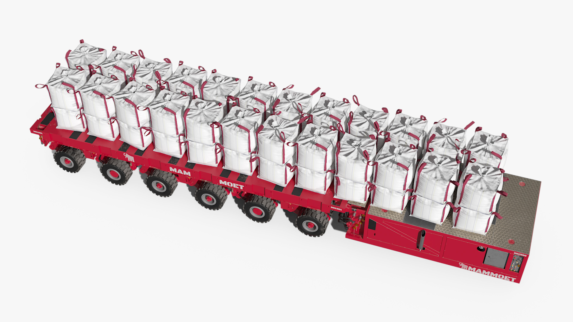 3D Bulk Bags on Mammoet Load Transport Trailer model