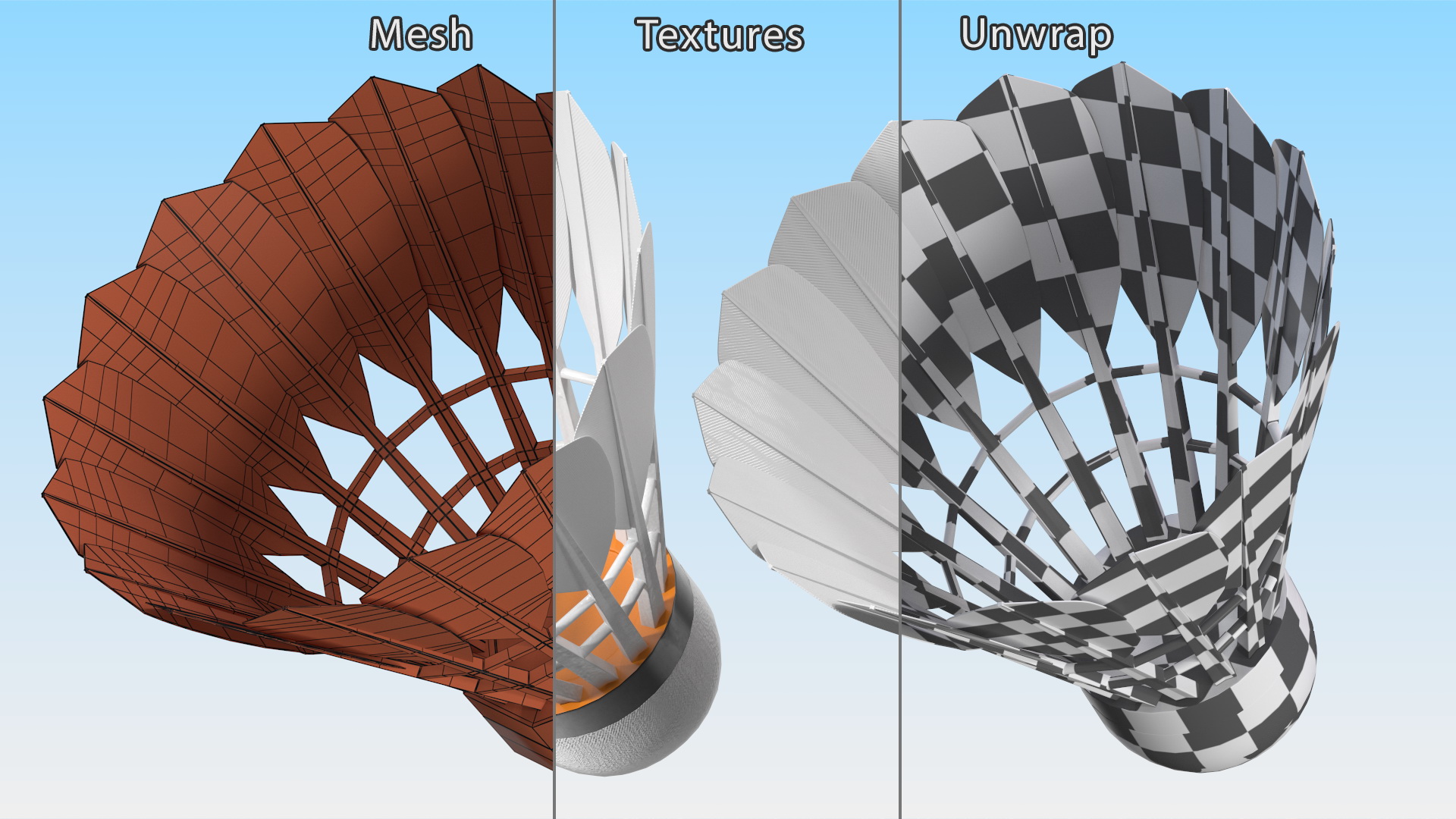 Badminton Feather Shuttlecock 3D model