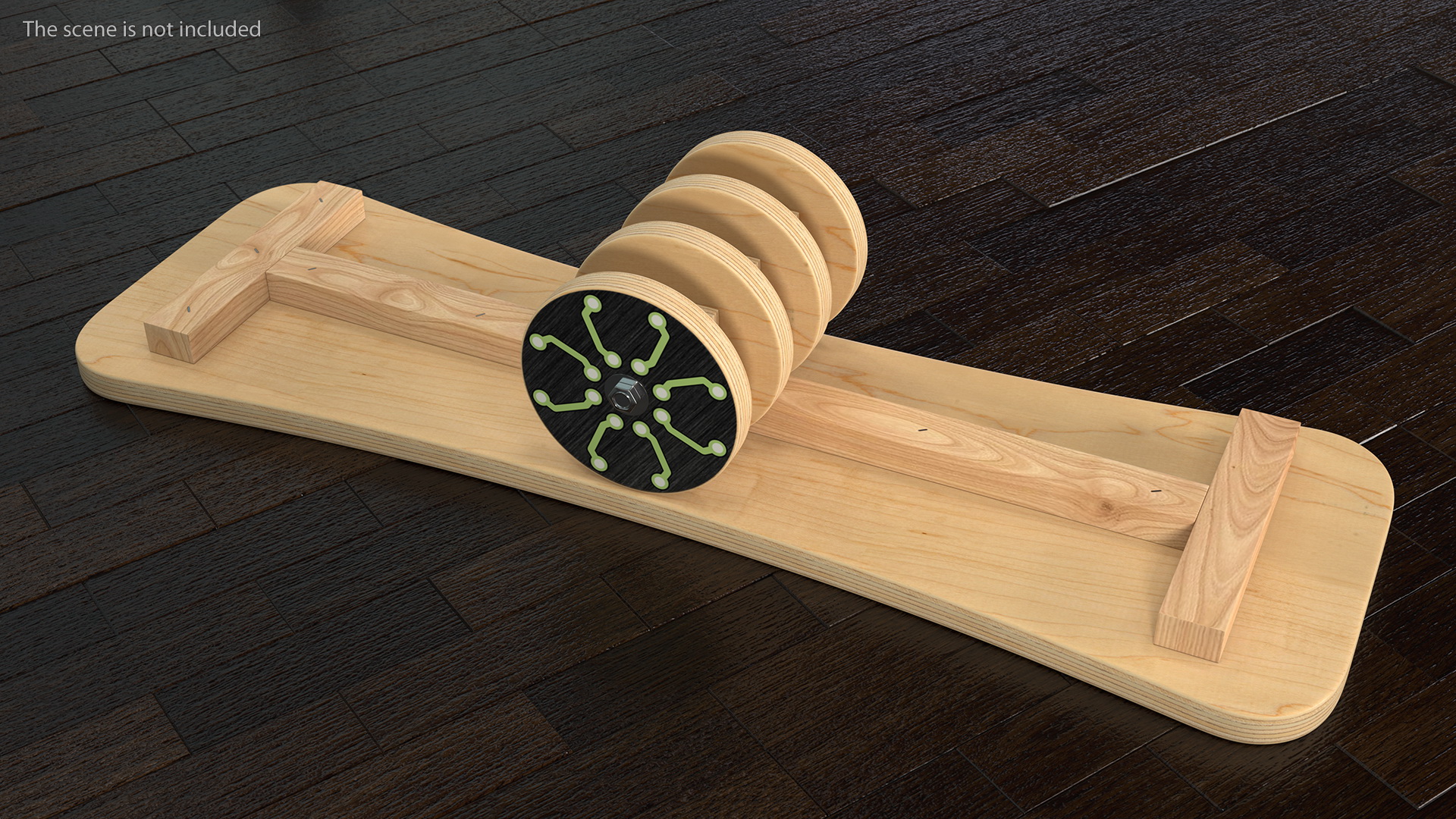 3D Wooden Balance Board with Roller Green model