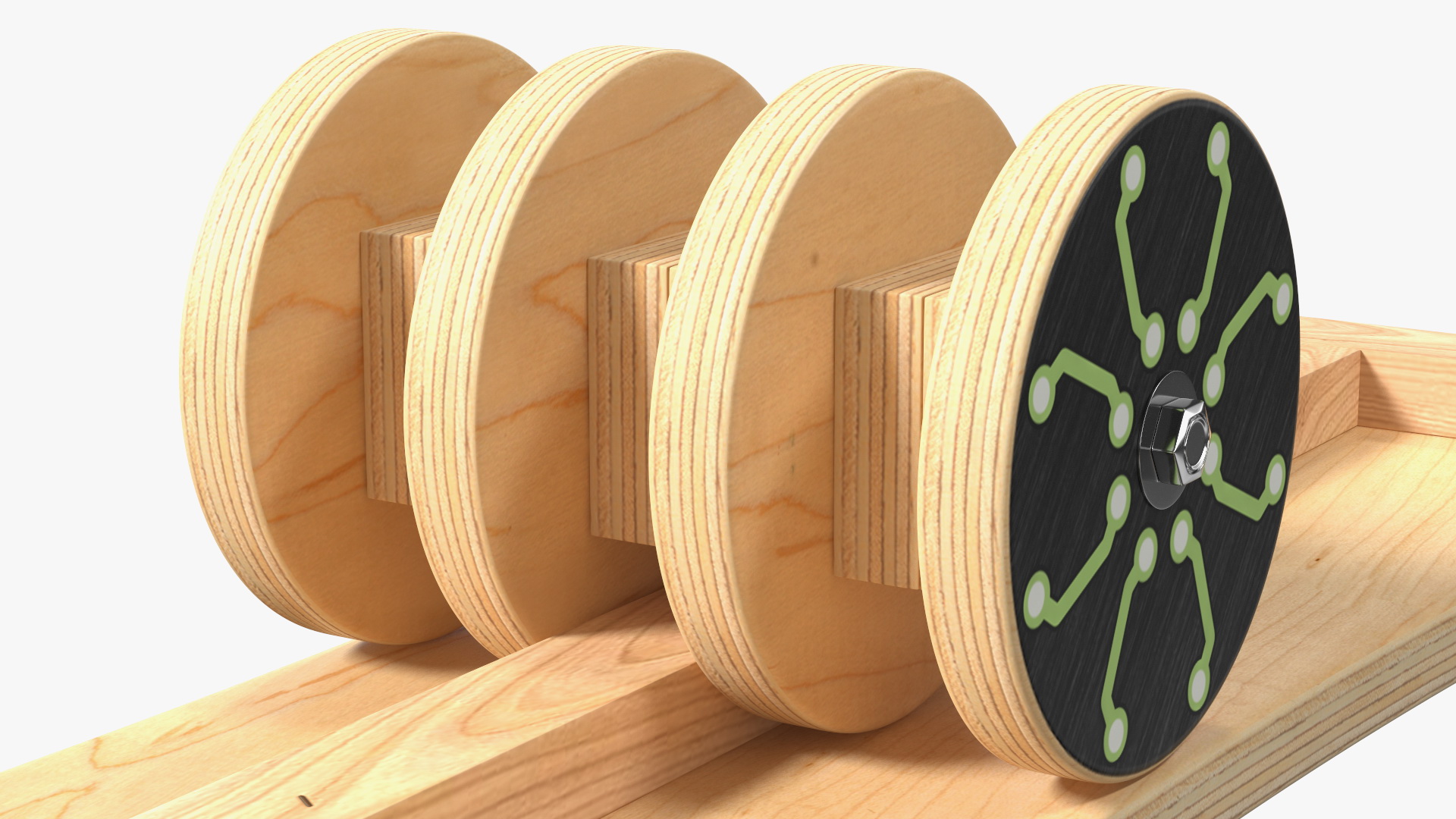 3D Wooden Balance Board with Roller Green model