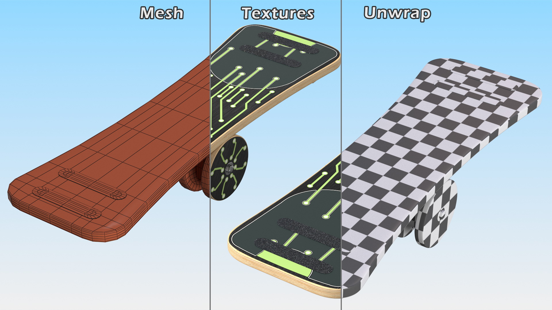 3D Wooden Balance Board with Roller Green model