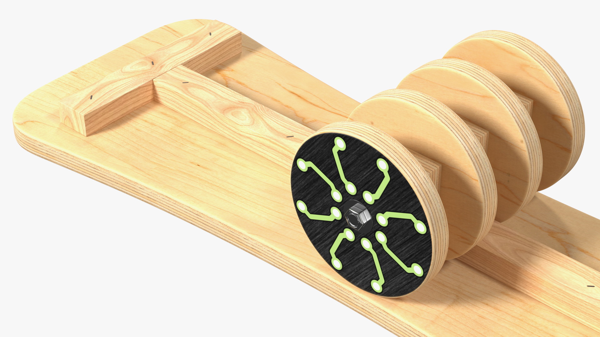 3D Wooden Balance Board with Roller Green model