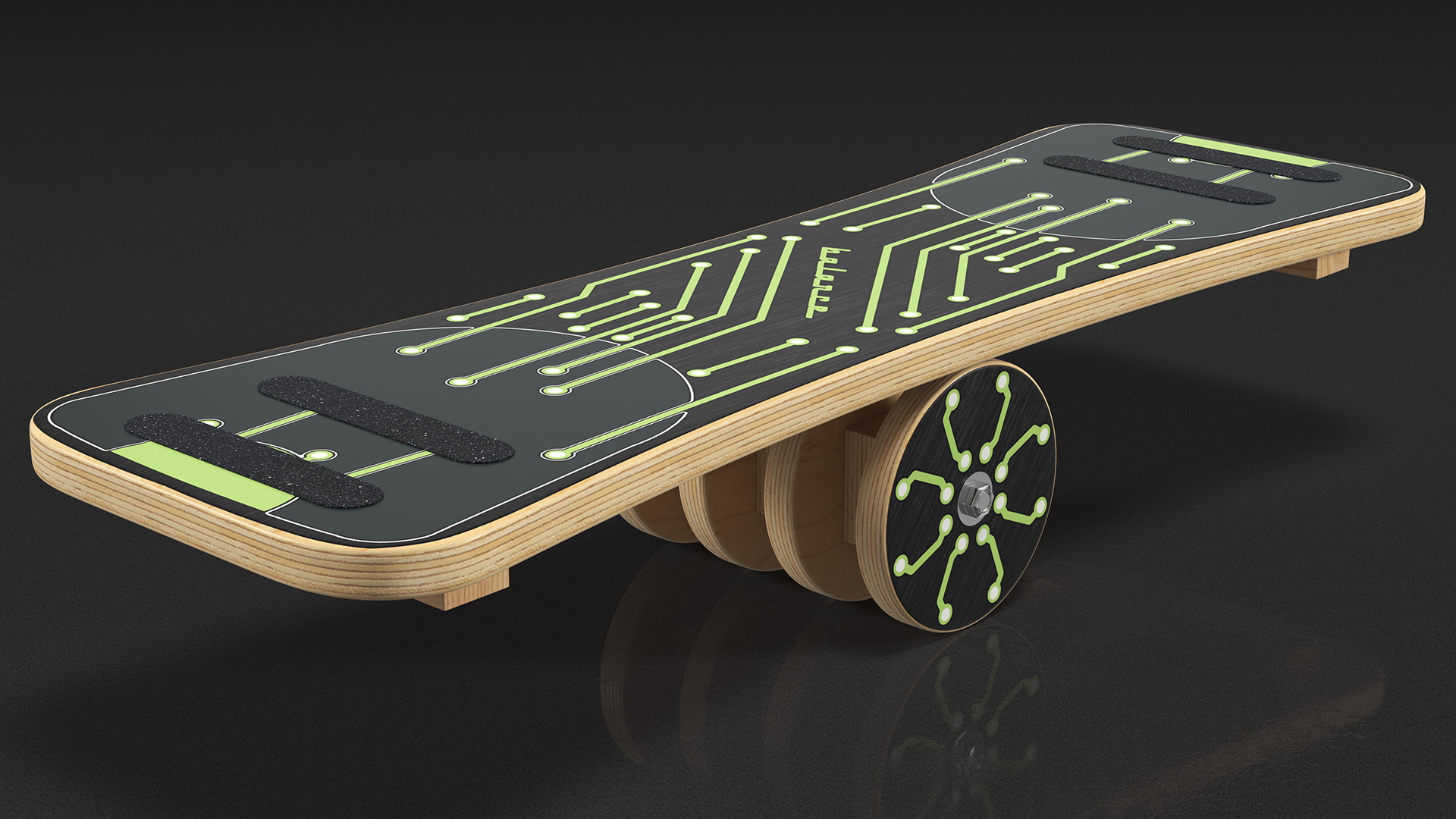 3D Wooden Balance Board with Roller Green model