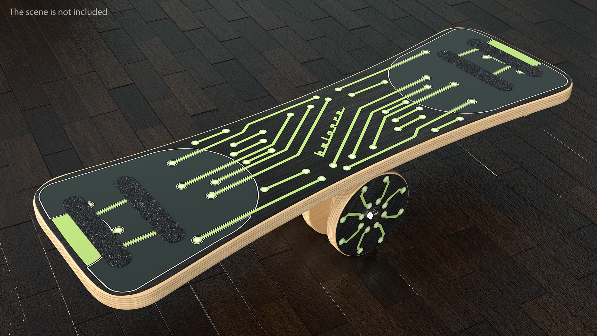 3D Wooden Balance Board with Roller Green model