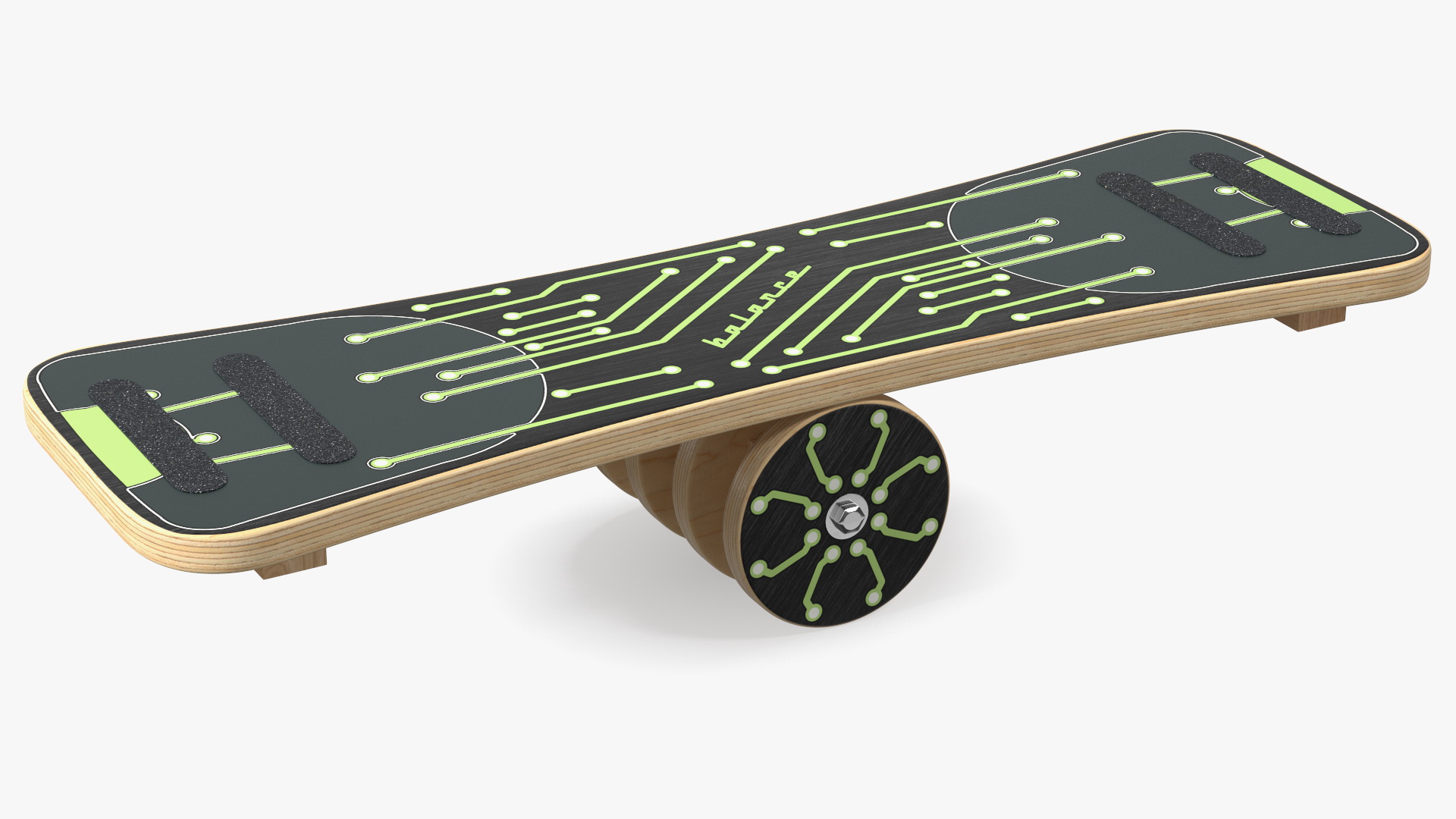 3D Wooden Balance Board with Roller Green model