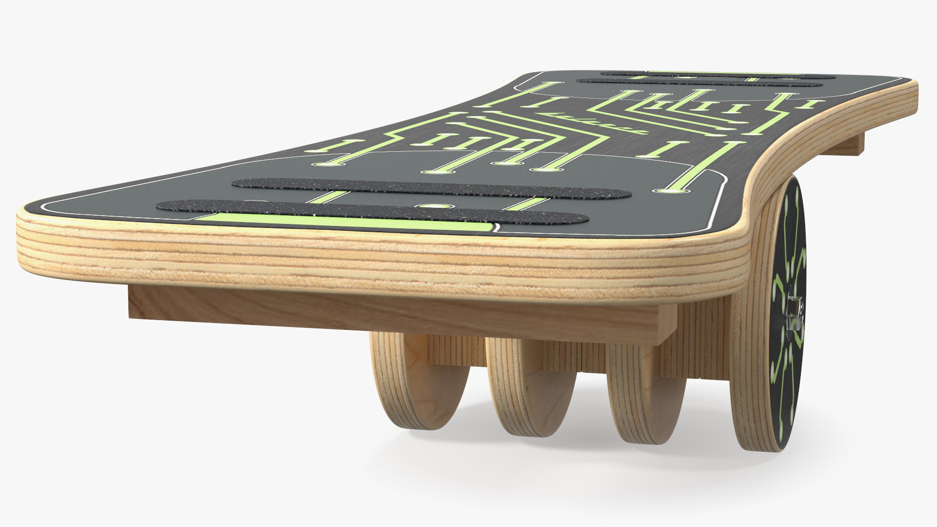 3D Wooden Balance Board with Roller Green model