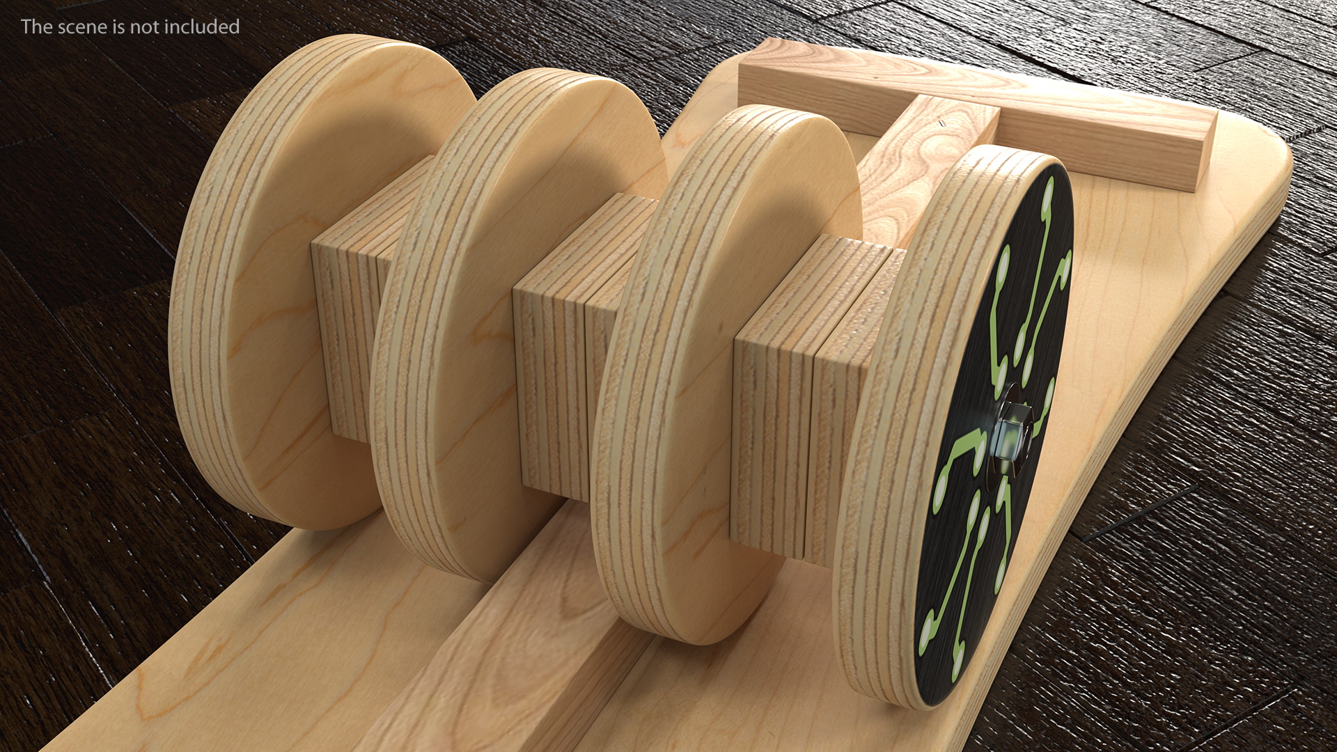 3D Wooden Balance Board with Roller Green model