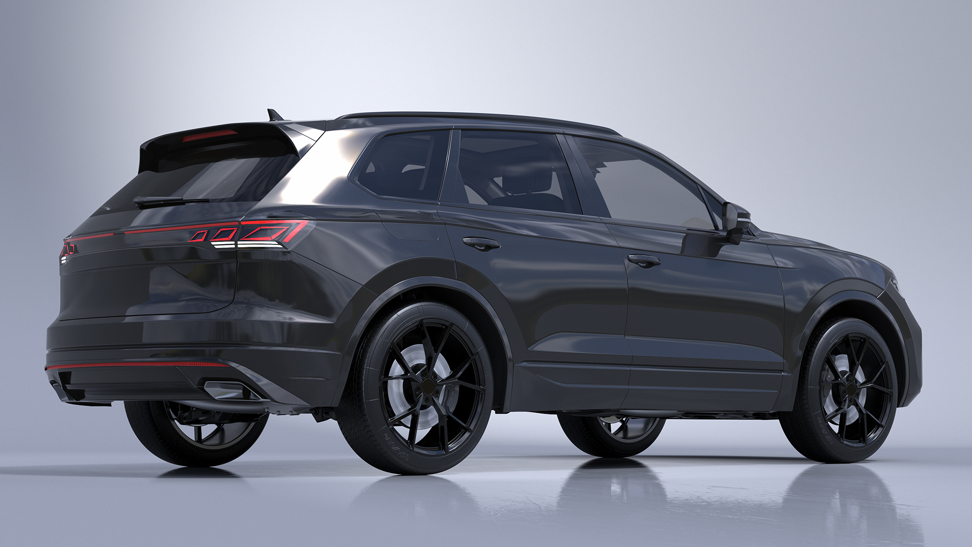 3D model Hybrid Electric SUV Black Lights On